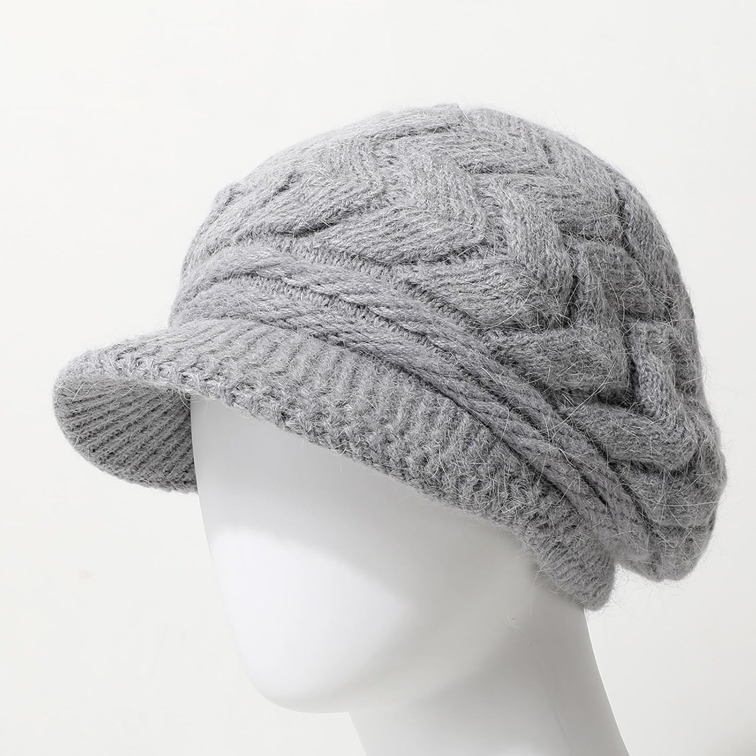 AWOCAN Women Winter Warm Knit Hat Cold Weather Slouchy Beanie Cap Fluff Snow Ski Cap - Grey image number 4
