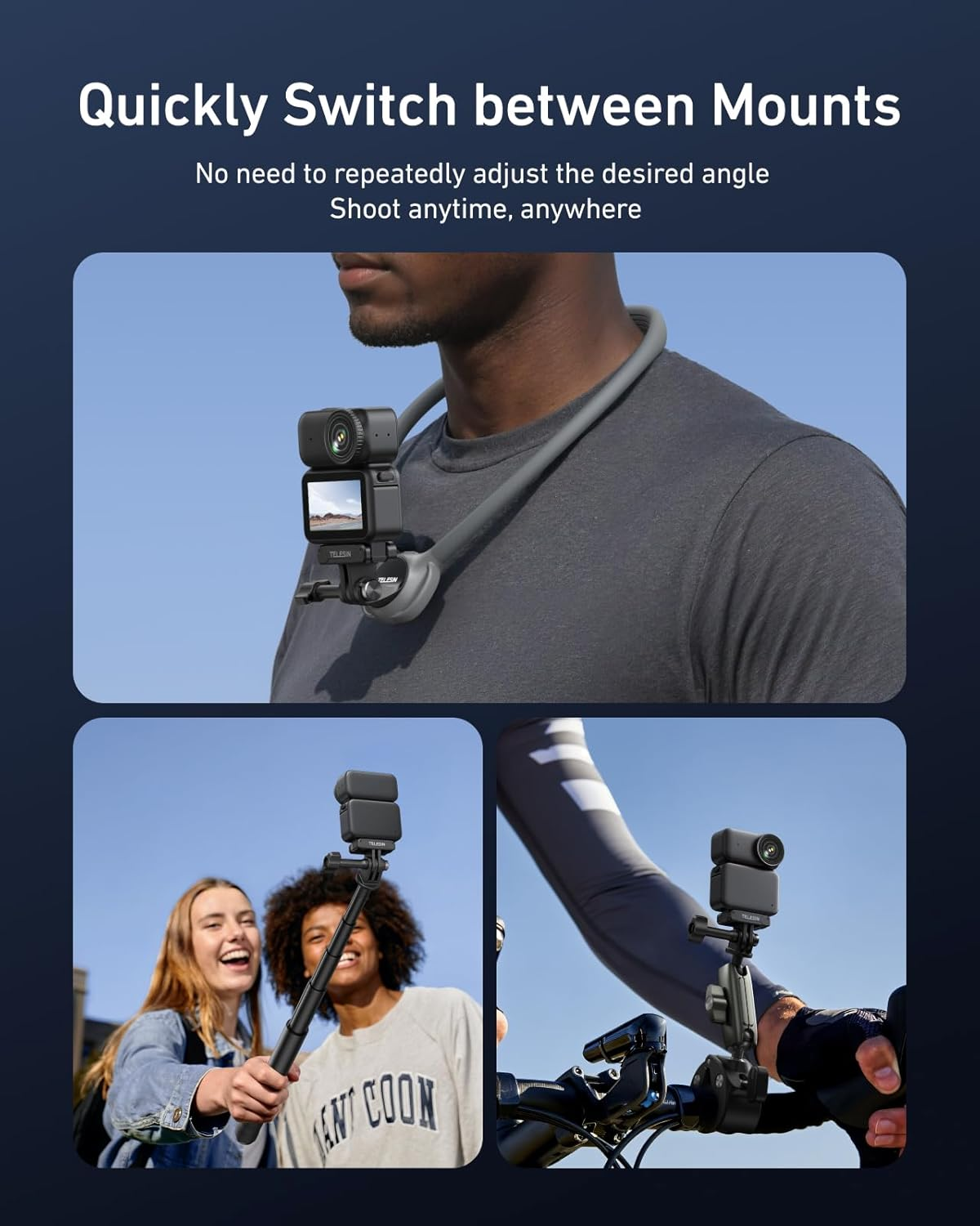 TELESIN Magnetic Quick Release Adapter Mount for DJI Osmo Nano, Adapter Base for DJI Osmo Nano Accessories, with Dual-Direction Magnet, Hypermagnetic Force&Metal Latches, Shock-Absorbing Silicone Pad image number 6