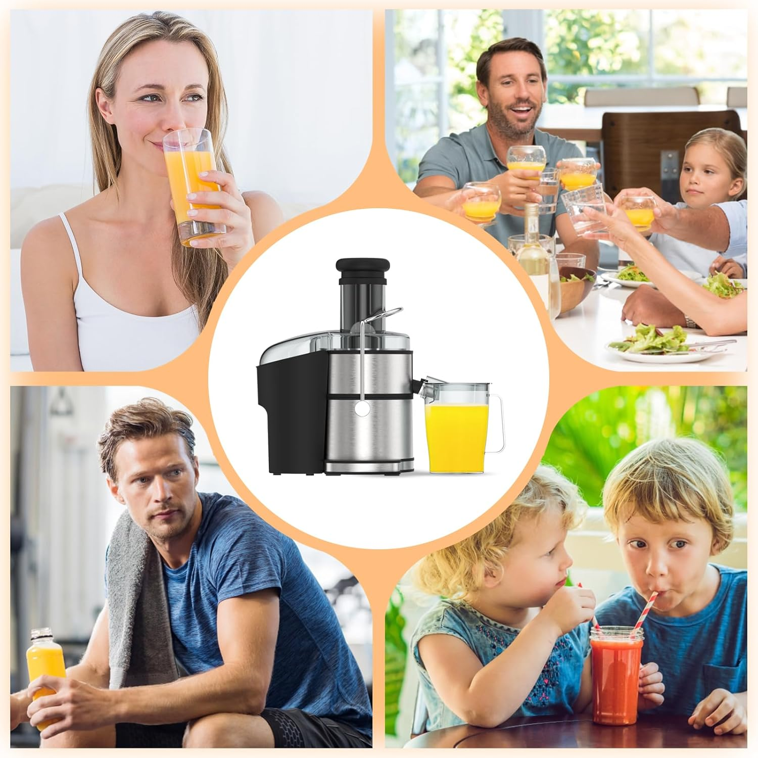 Juicer Machine, 800W Centrifugal Juicer Extractor with Wide Mouth 3.15&rdquo; Feed Chute, LCD Touch Control, Easy to Clean, Stainless Steel, Bpa-Free (Black) image number 2