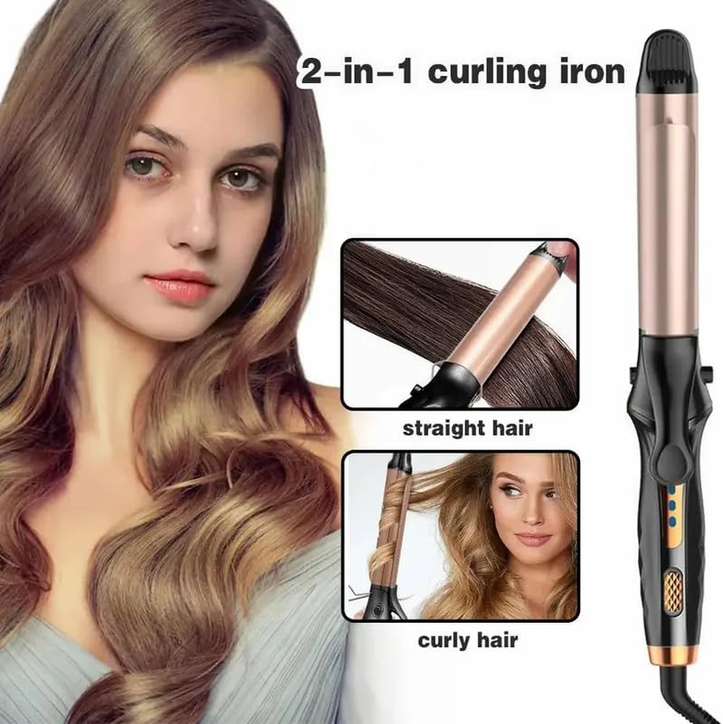 Hair Straightener 2-In-1 Curling Iron,Fotrsdku Ionic Brush Hot Comb Curling Iron with Smooth Gloss Coating,Flat Iron Hair Straightener for Silky Smooth Hair,For Curl/Wave/Straighten Hai image number 4