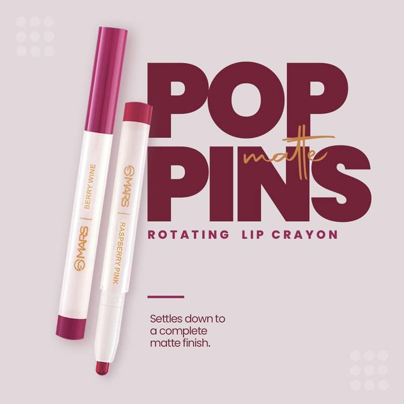 MARS Retractable Poppins Long Lasting Lip Crayon | Matte Finish | Smudge Proof & Kiss Proof Crayon Lipstick for Women (1.3 Gm) (07-COFFEE BROWN) image number 6