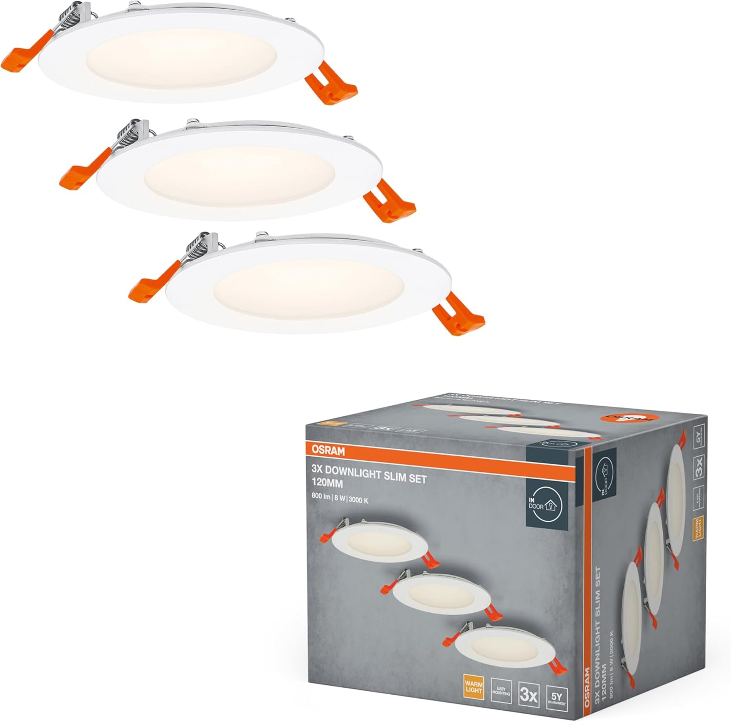 OSRAM Recessed Luminaire Set with Integrated Driver, Narrow 3 X 120 Mm, 3000 K in White, Plastic, IP20 Protection for Various Interior Applications, Including Mounting Accessories image number 1