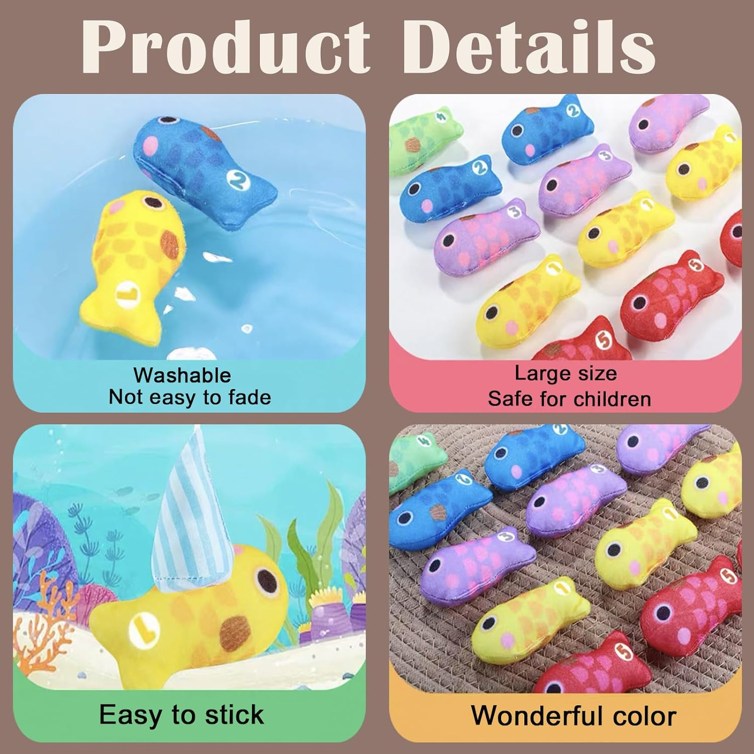 22Pcs Cloth Fishing Game with Stacking Cups, Toddler Toys for 1 Year Old Boy Girl Birthday Gift, Toddlers'S Sensory Toy with Stacking Cups Number Counting, Color Sorting Learning image number 6