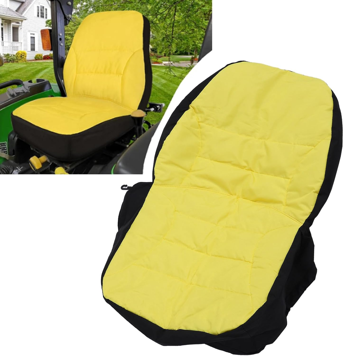 Tractor Seat Cover, LP95233 Water Proof Riding Lawn Mower Seat Cover, Compatible with John 3E 3R 4 M Series 1023E Tractor, Back up to 18In High, Oxford 300D Fabric