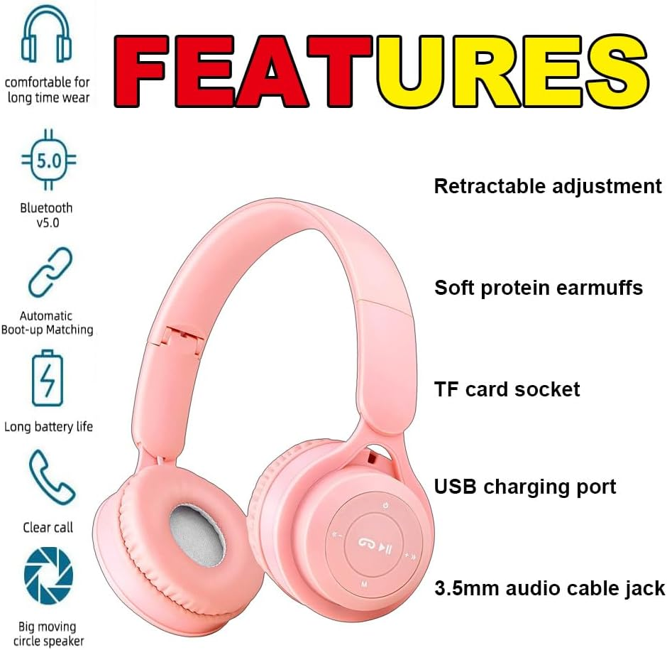 YY KATTY Upgraded Hybrid Active Noise Cancelling Headphones with Transparent Modes Wireless Bluetooth with Mic, Deep Bass,Soft-Earpads Headset Pink image number 5