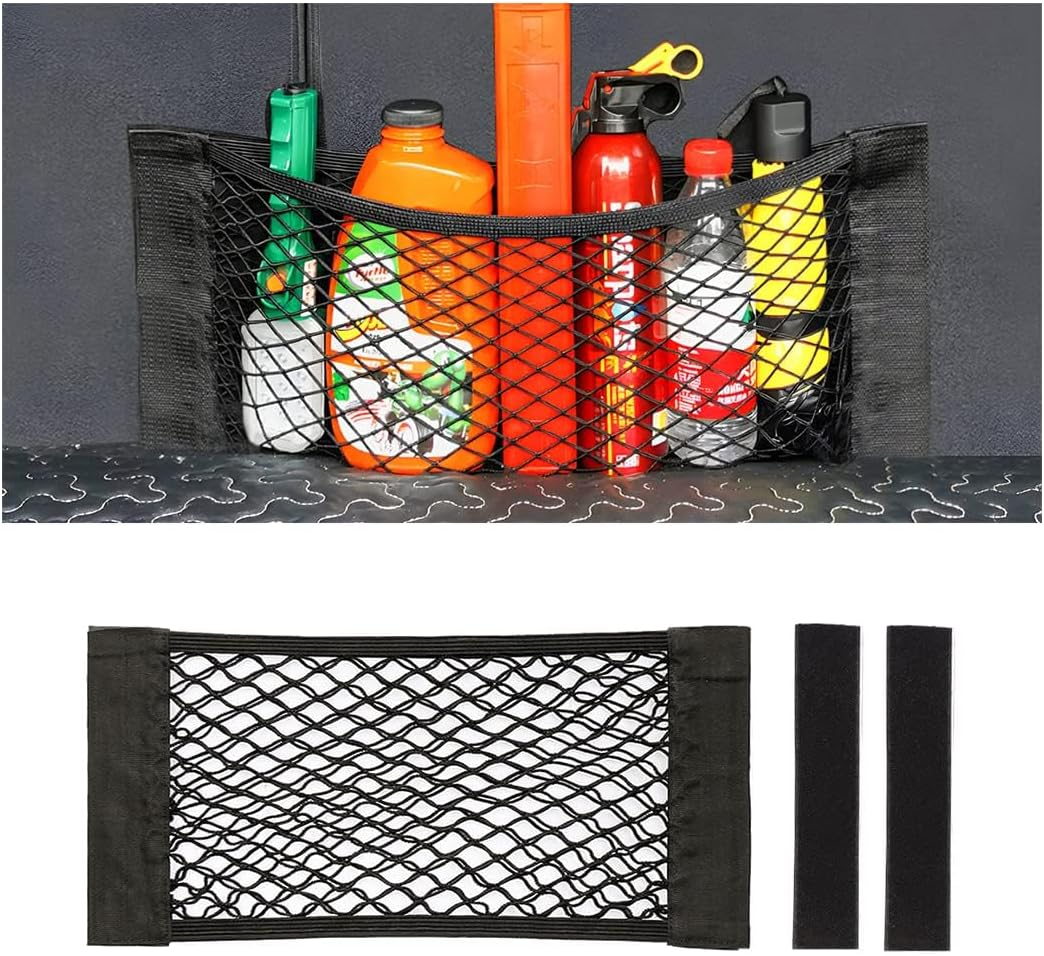 Mesh Cargo Net for Car, Universal Stretchable Trunk Storage Net Wall Sticker Organizer Elastic Pouch Bag for Cars, SUV, Home, Auto Interior Accessories (Large) image number 3