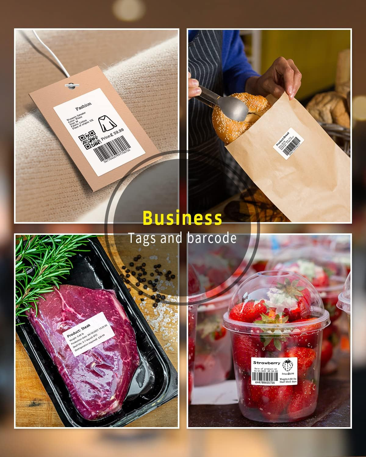 Phomemo Multi-Purpose Square Self-Adhesive Label for 241BT/M120/M110/M220/M150 Label Printer,1.96"X3.14"(50X80Mm),100 Labels/Roll, 3Rolls/Pack, Black on White image number 4