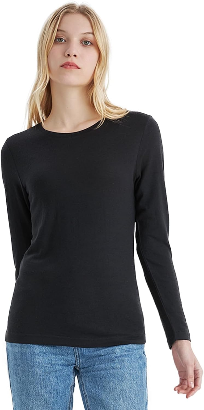 Merino Protect 100% Merino Base Layer Women Thermals Underwear Lightweight Soft Long Sleeve Shirt for Hiking Skiing