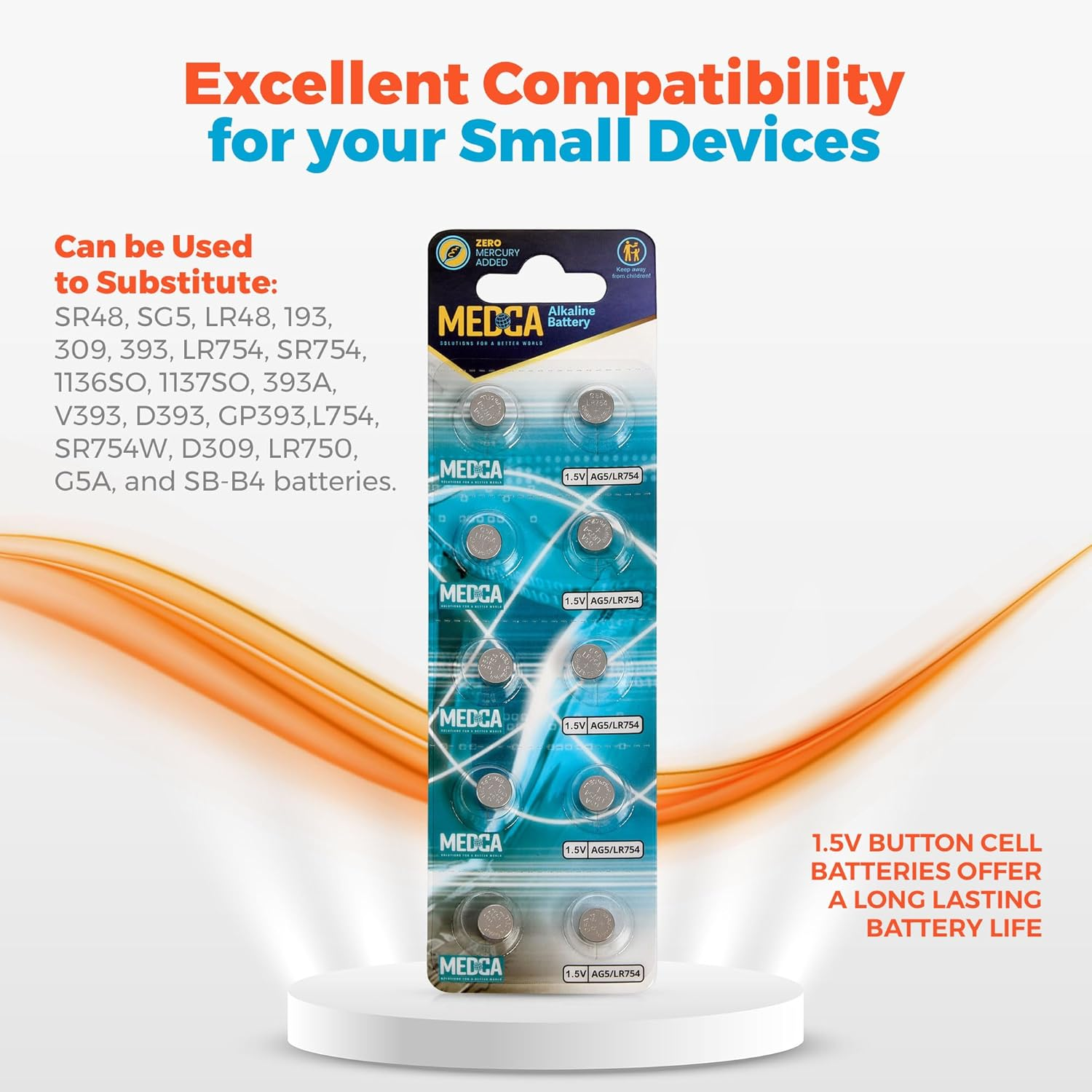 AG5 LR754 Batteries - 30 Count Pack - 1.5V Alkaline 754 LR48 193 Battery Button Coin Cell Batteries image number 1