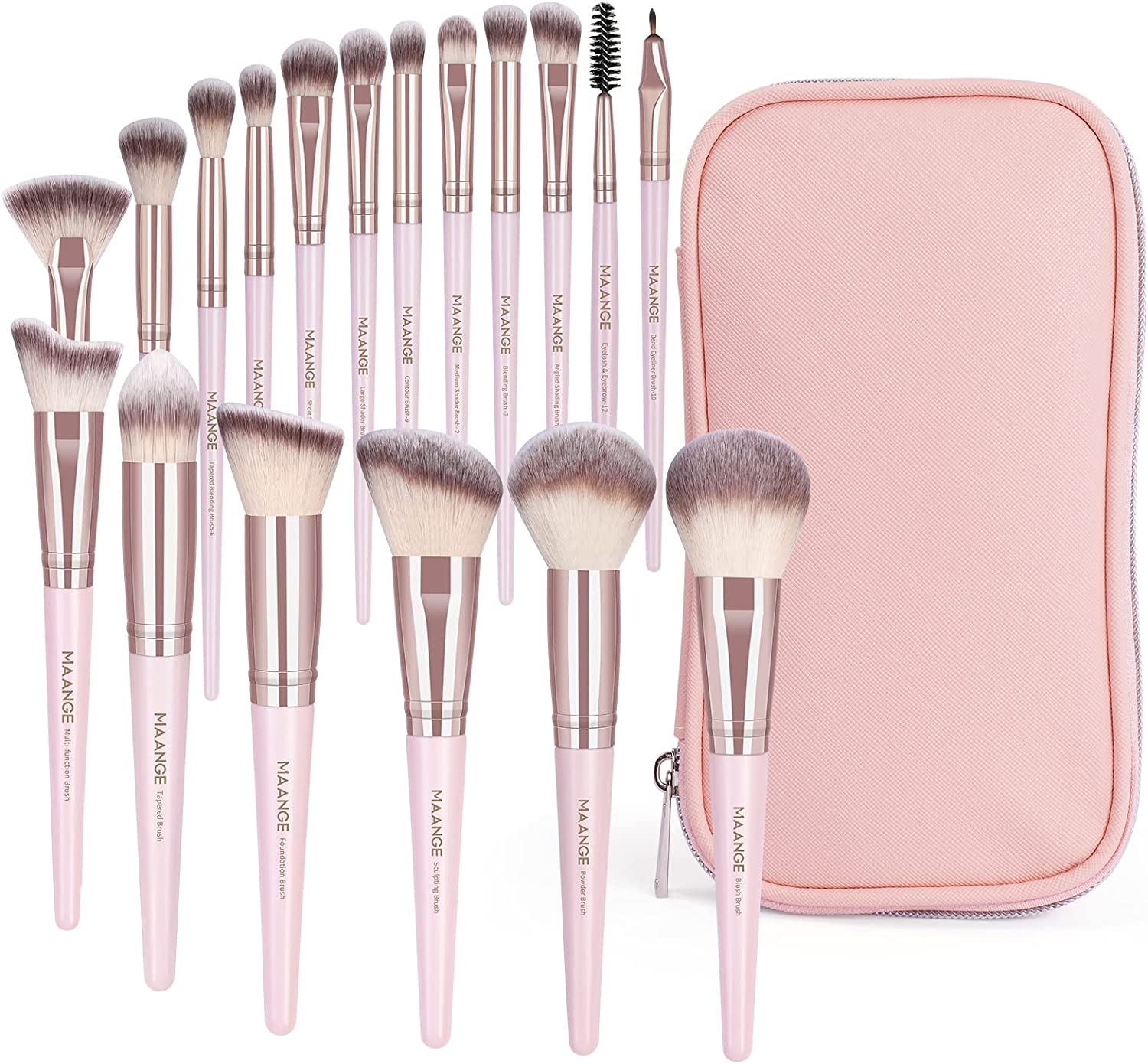 Makeup Brushes, 18 Pcs Professional Premium Synthetic Makeup Brush Set with Case, Foundation Kabuki Eye Travel Make up Brushes Sets (Black Gold)