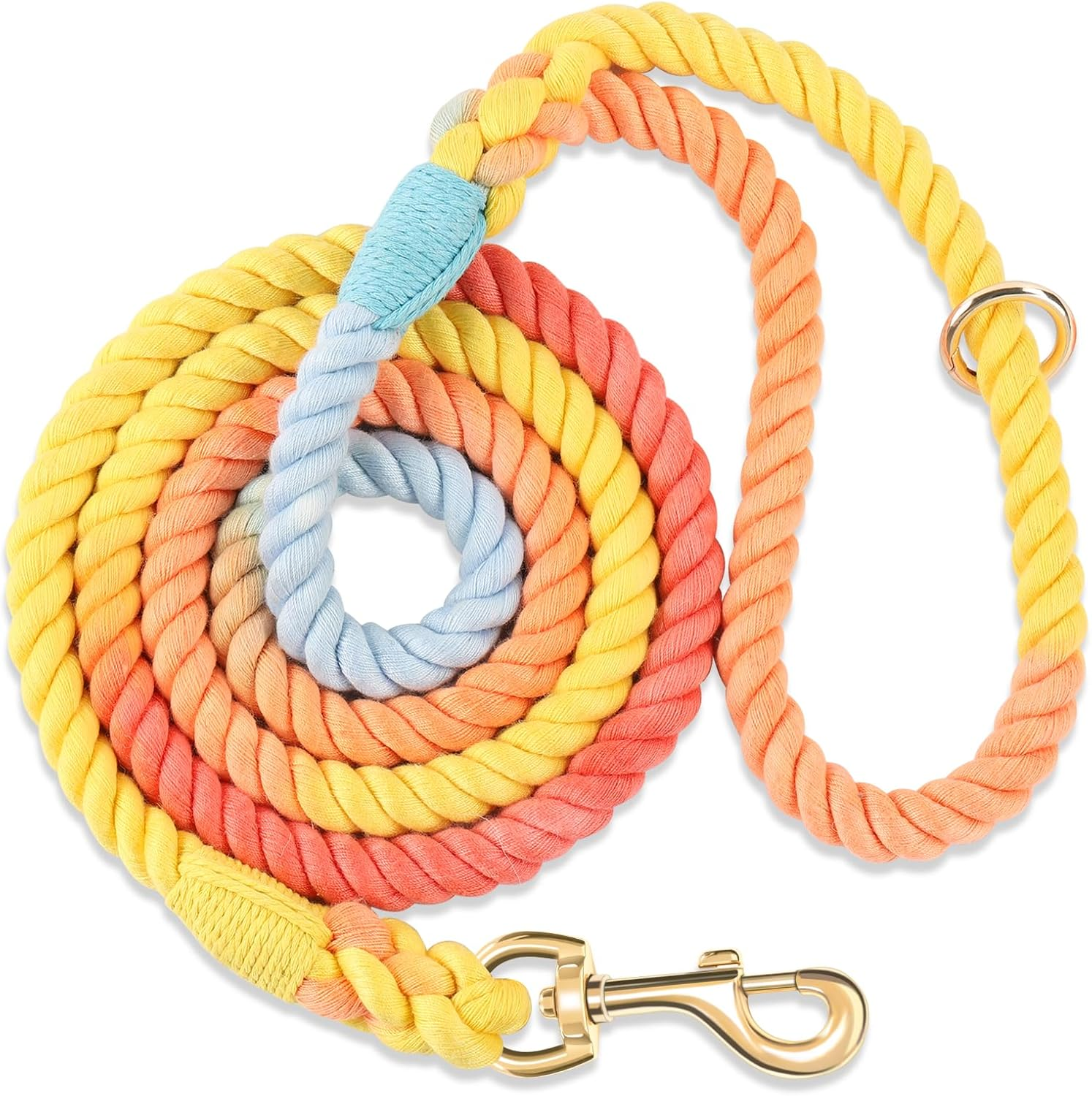 NUGUTIC 5 FT Dog Leash Handmade Braided Rope Dog Leash for Small Medium and Large Dogs, Colorful Macaron