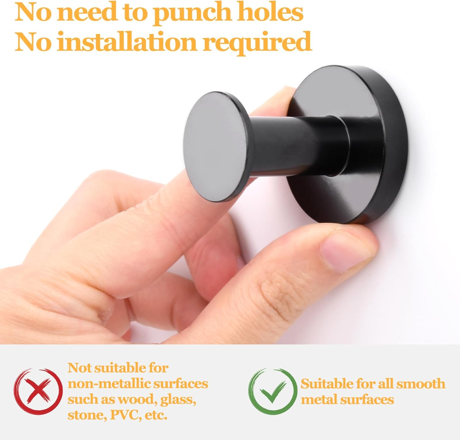 MIN CI Strong Magnetic Hooks Heavy Duty Push Pin Magnet Hooks for Home Hanging Cruise Ship Camping Grill Kitchen Fridge Garage and Refrigerator 1.42In Black 4 Pack