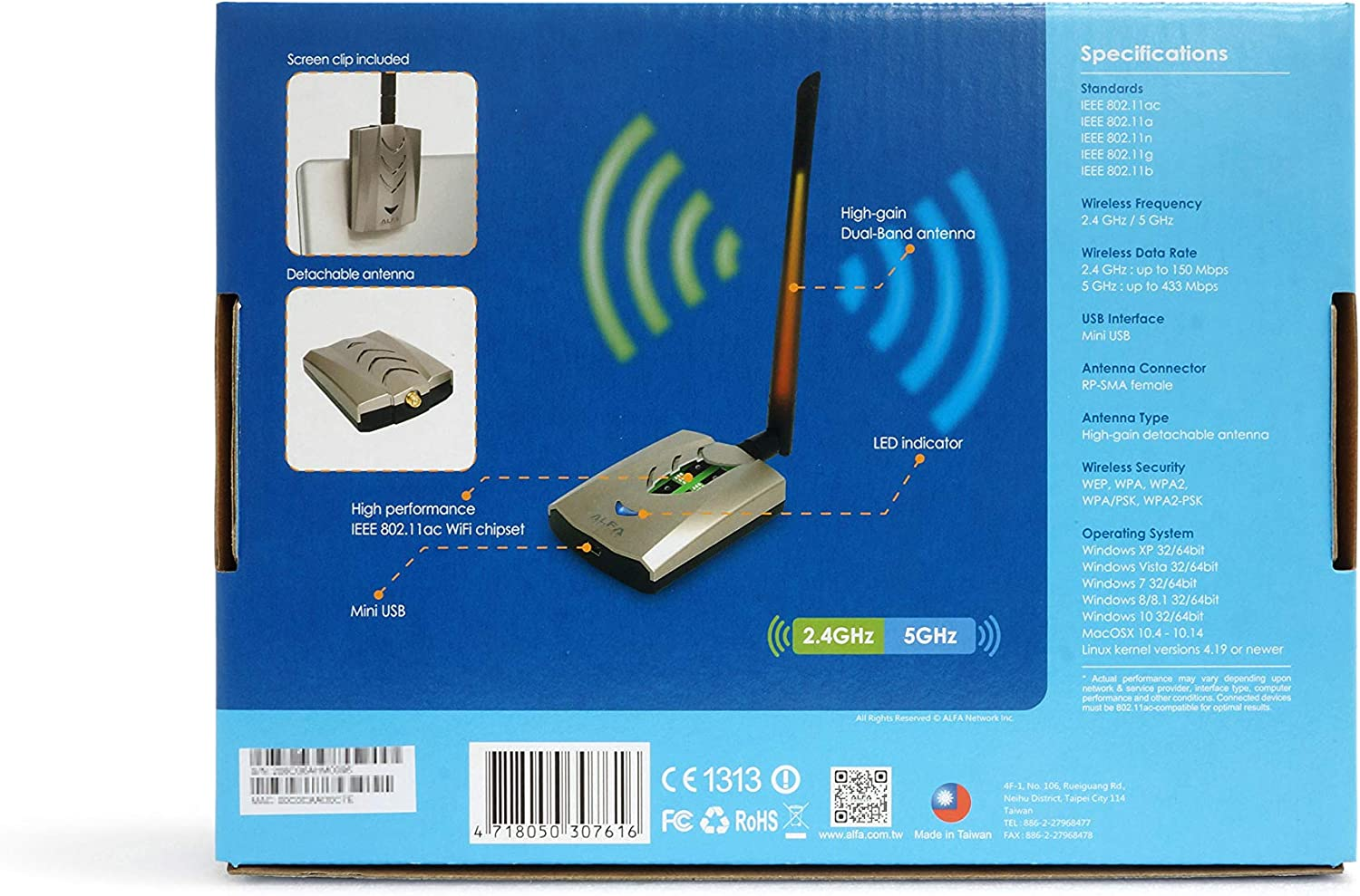 Alfa AWUS036ACHM 802.11Ac Wifi Range Boost USB Adapter image number 2