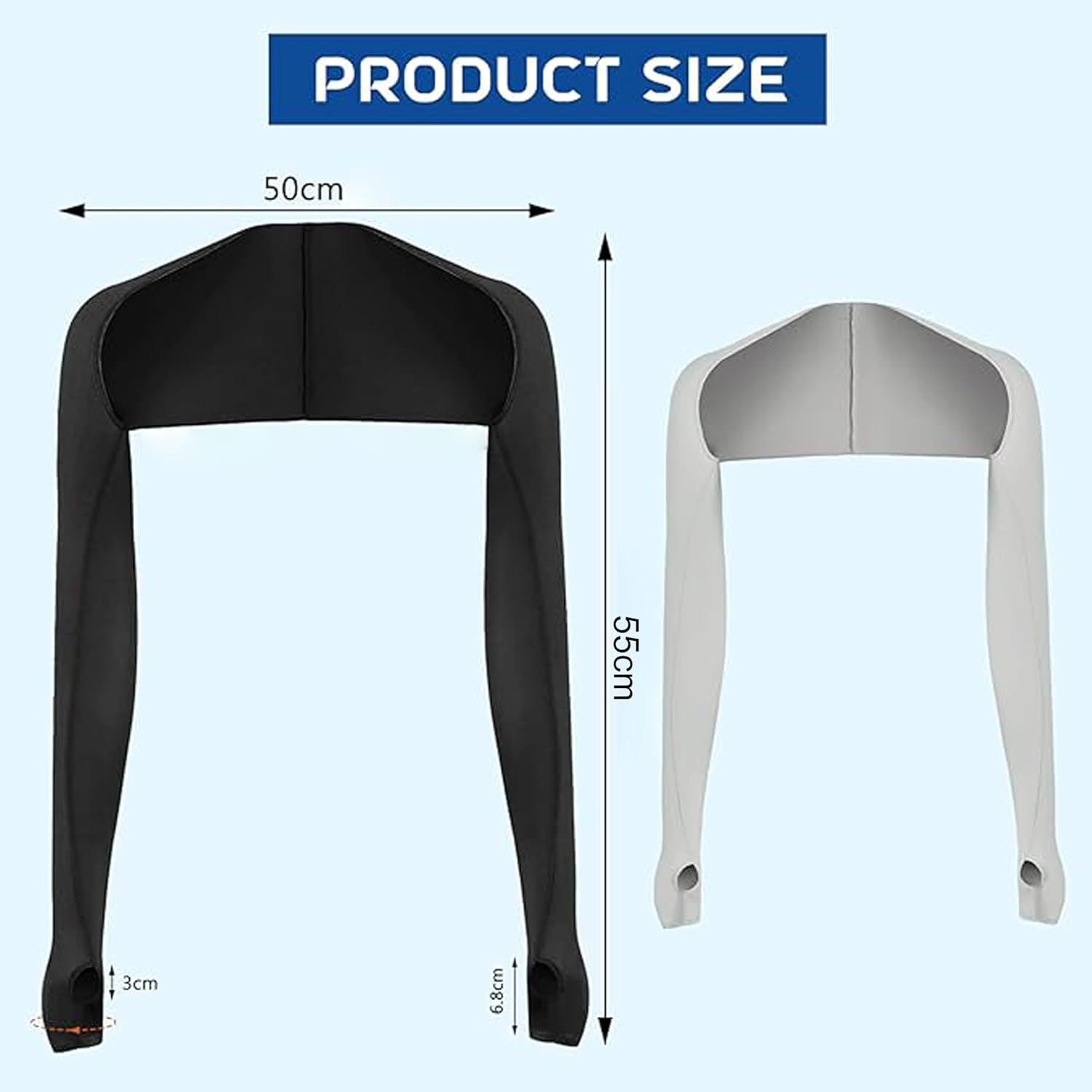 2Pcs Cooling Shawl Arm Sleeves,Cooling Sleeves Shawl Arm Covers,With Finger Holes UV Protection Arm Covers for Women Men Outdoor Sports,Golf,Outdoor Riding,Driving,Fishing, Black, Grey, Other