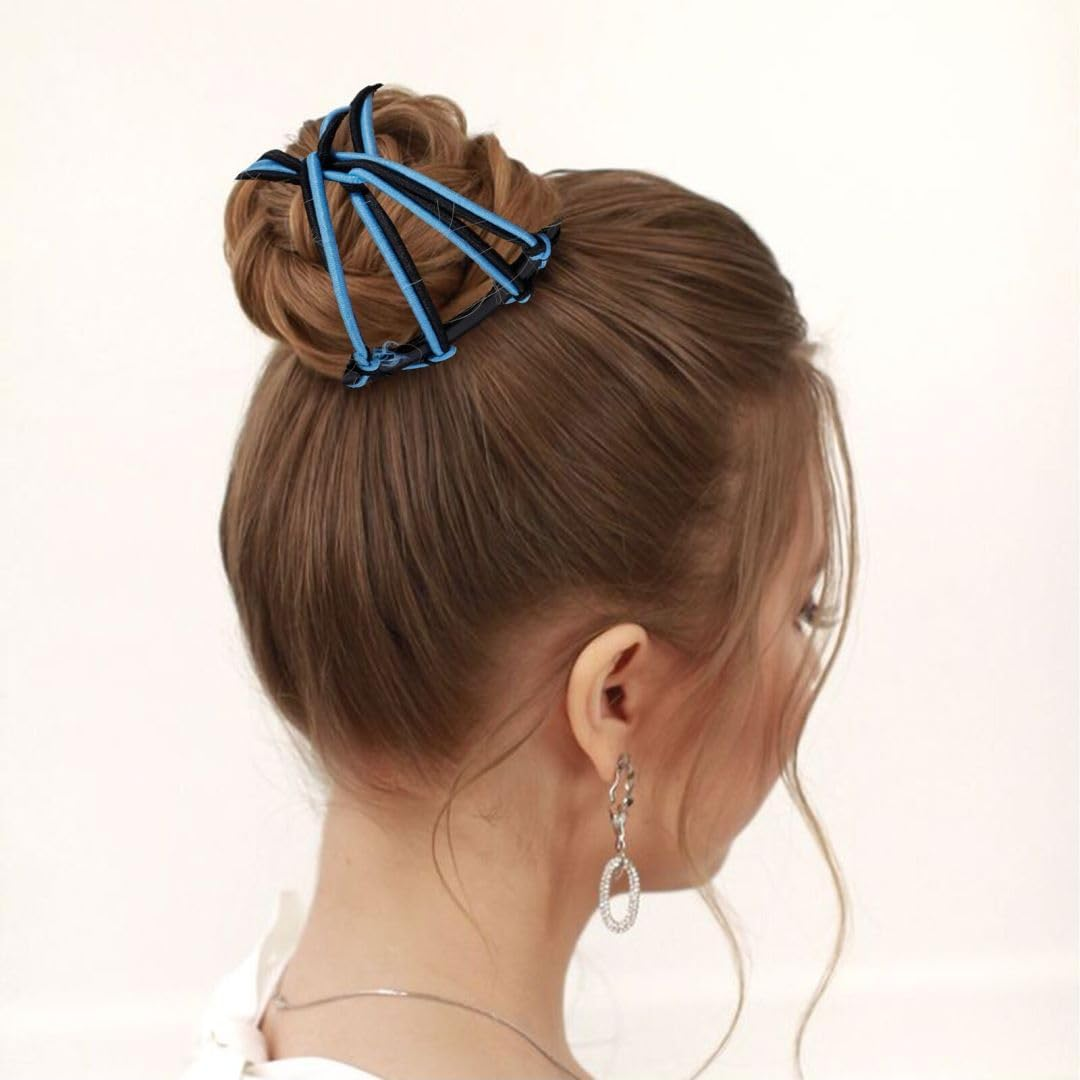 Chanaco 6Pcs Elastic Magic Hair Comb Clips for Thick, Curly, Wavy Hair - Brown, Black, Red, Purple, Blue, Rose Red - Women'S Fashion Vintage Hairstyle image number 4