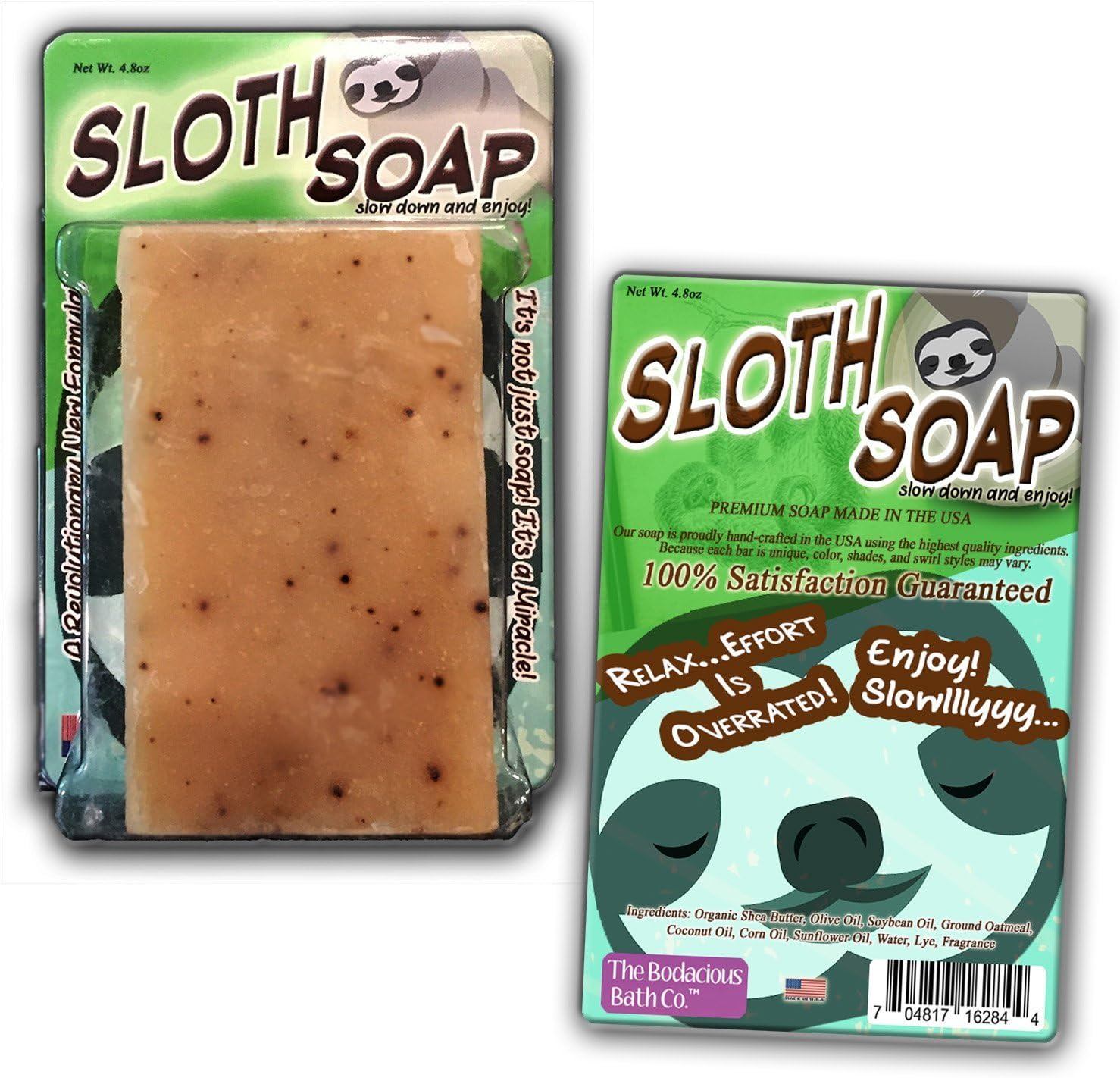 Bodacious Bath Sloth Soap Handcrafted Bath Soap Made with Coffee Grounds, 1 Bar image number 2