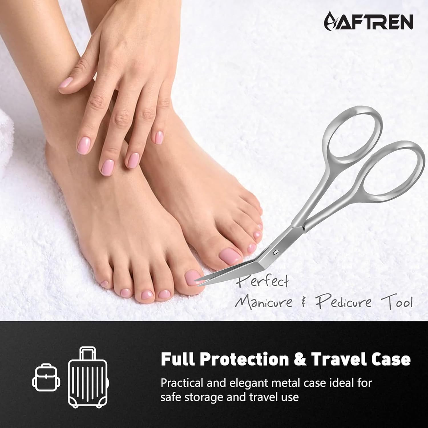 Professional Micro Teeth Nail Scissors, Cuticle Scissors, Angled Nail Clippers, Foot Care, J2 Stainless Steel 4.5 Inch Toenail Scissors