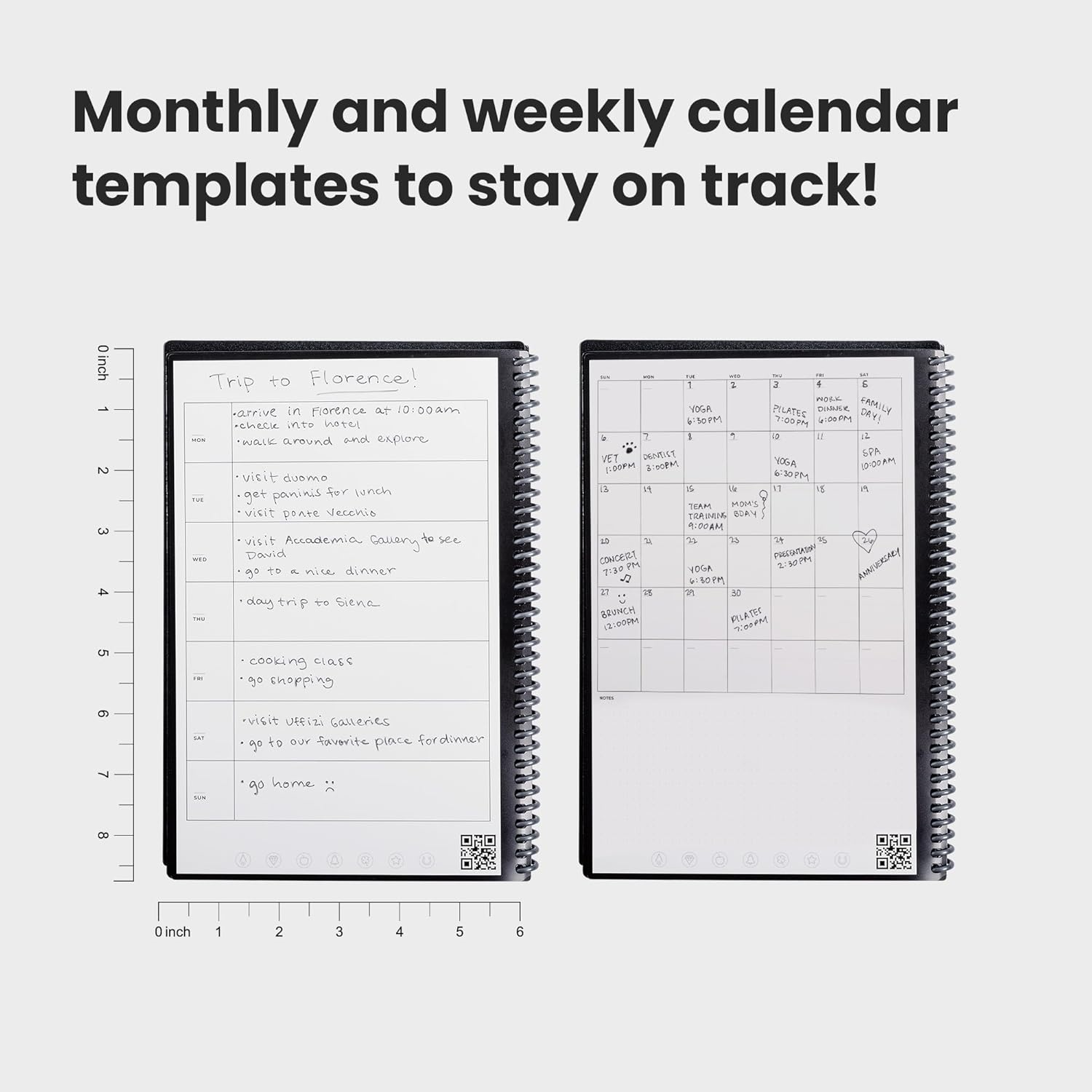 Rocketbook Fusion Reusable Undated Productivity Planner, Executive Size 6X8.8, Black - Goals, Monthly and Weekly Calendar, Daily To-Do List, Lined and Dotted Notes Pages image number 6