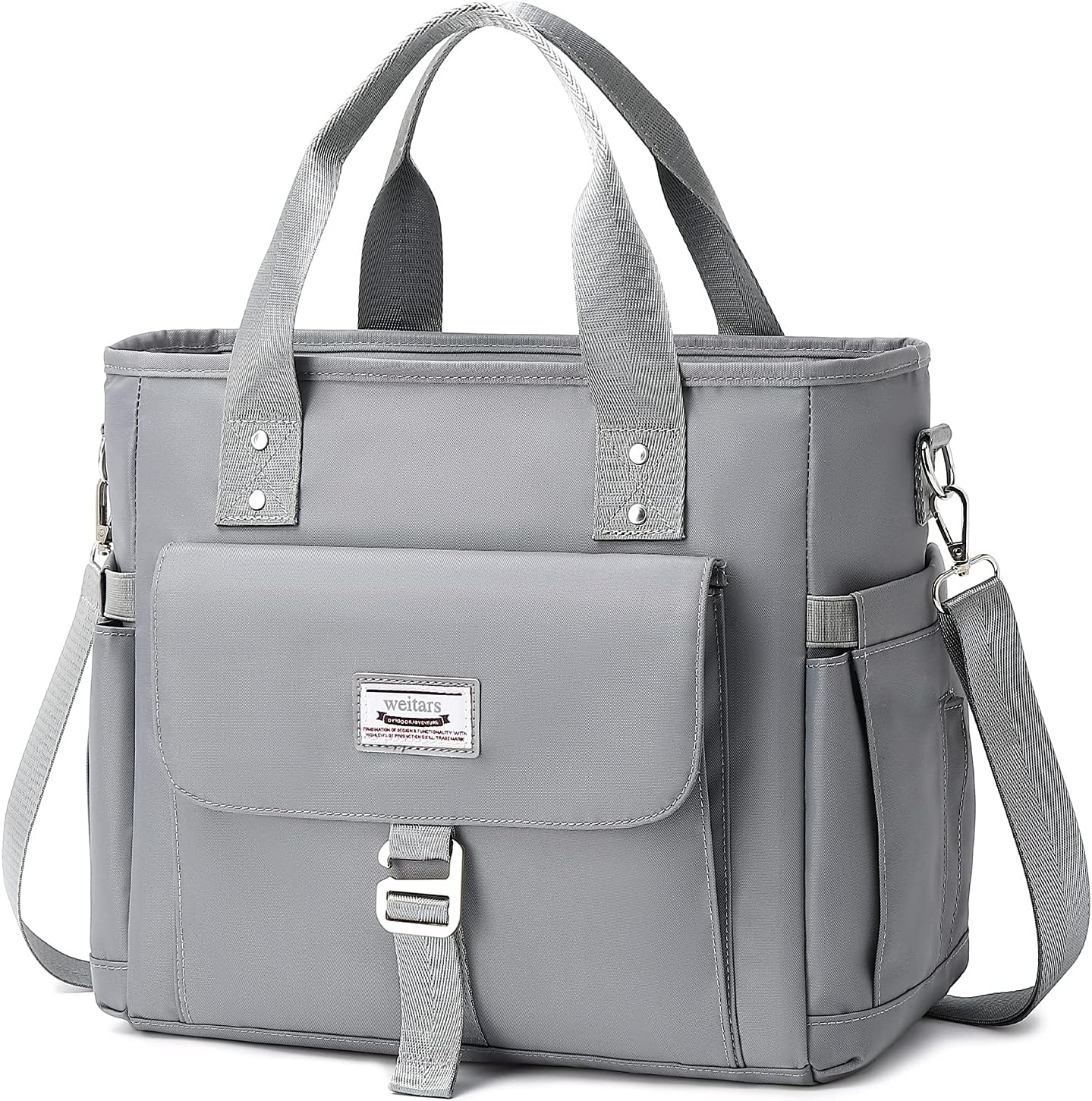 Weitars Insulated Lunch Bag for Women,Leak Proof Lunch Box for Work,Extra Large Lunch Tote Bag with Removable Shoulder Strap with Side Pockets,Reusable Lunch Bag for Picnic Hiking (Black-02)