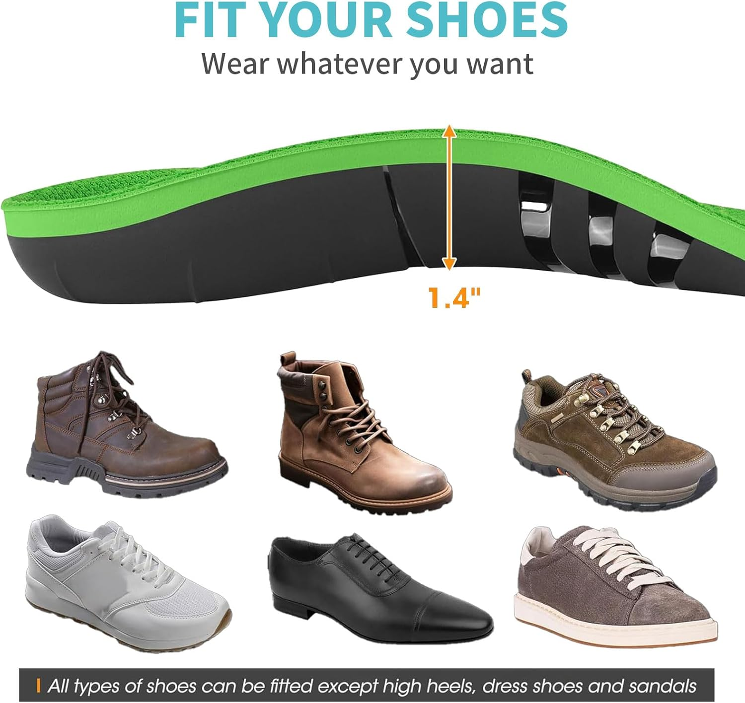 Orthotic Arch Support Shoe Insoles, Plantar Fasciitis Inserts for Flat Feet, Heel Pain Relief Cushioning Inner Soles for Men Women, Athletic Running Walking Sports Comfort Insoles (M) image number 5