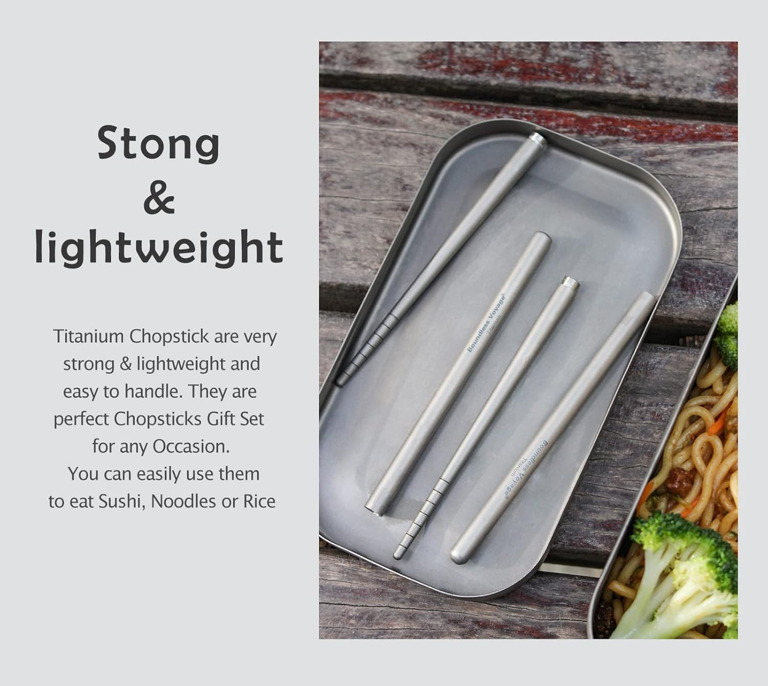 Boundless Voyage Titanium Detachable Chopsticks Outdoor Camping Portable Tableware with Storage Bag Ti1007T
