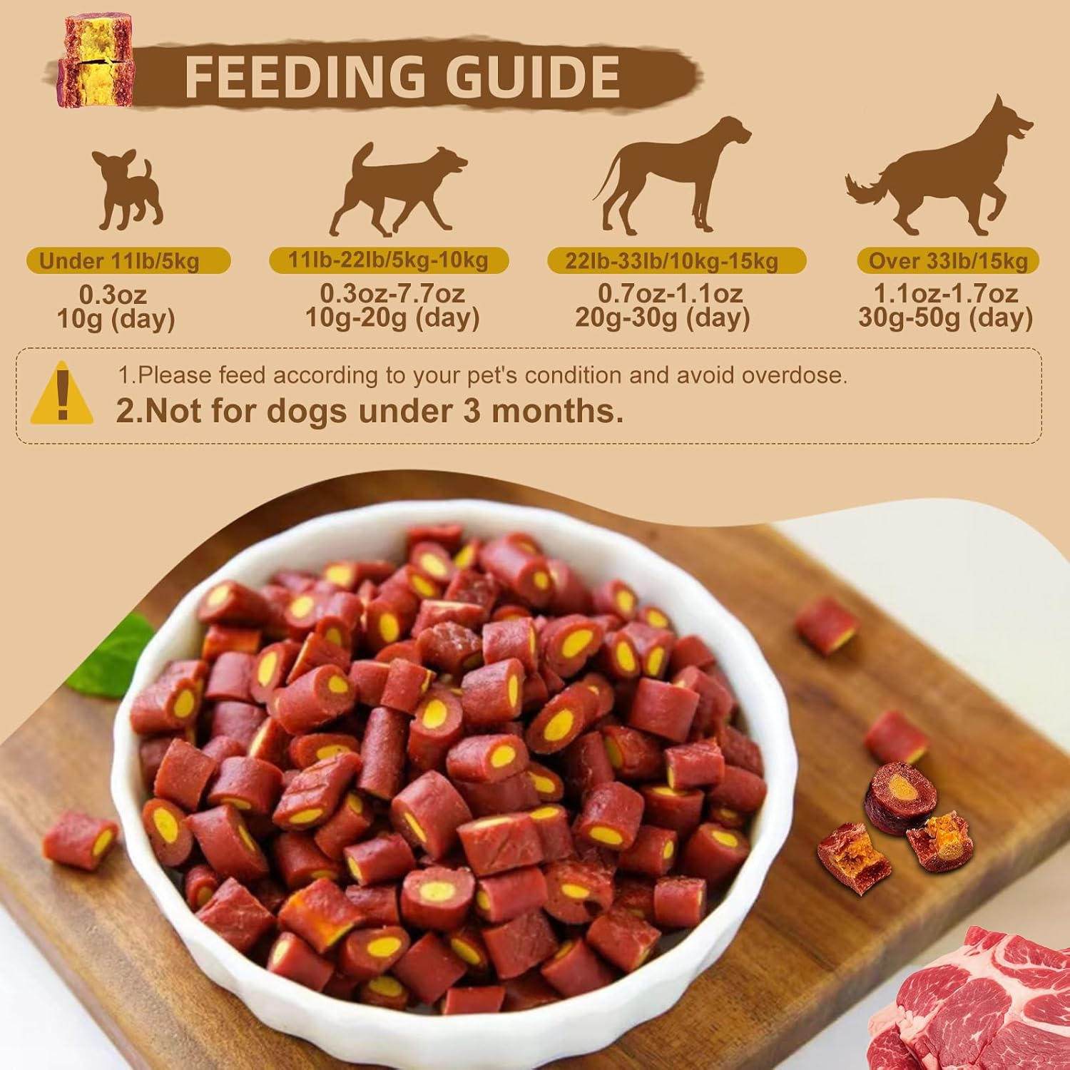 Beef & Egg Yolk Dog Treats, Natural-Ingredient Dog Treats, Healthy Tasty Training Snacks (100G) image number 6