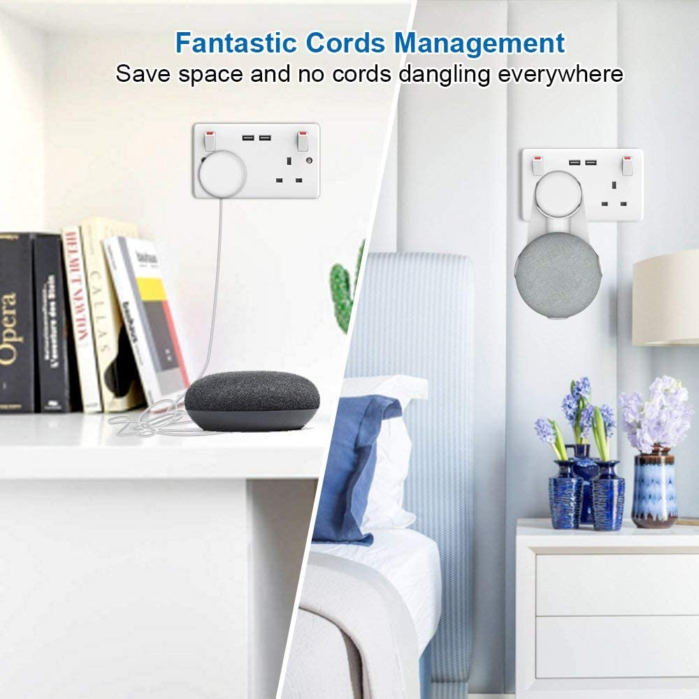 SPORTLINK Outlet Wall Mount Stand Hanger [AUS Plug] for Google Home Mini, Nest Mini 2Nd Gen - Compact Wall Holder Plug in Kitchen Bathroom Bedroom, Hides the Google Home Nest Mini Cord (White) image number 4