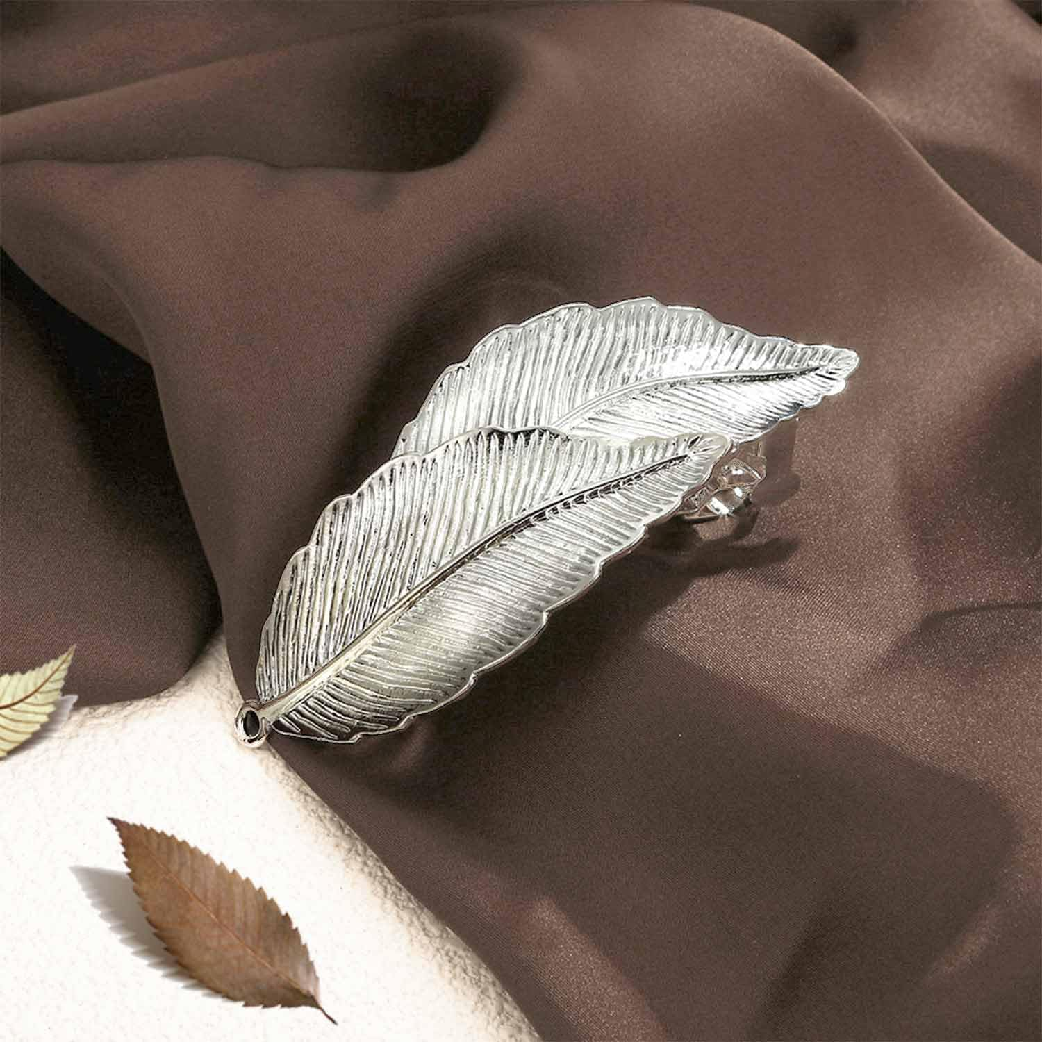 Pack of 2 Vintage Leaf Hair Clips, Gold Silver Metal Hair Clips, Alloy Leaf Hair Clips, Simple Leaf Hair Clips, Delicate Hair Clips for Women and Girls, Hair Accessories image number 4