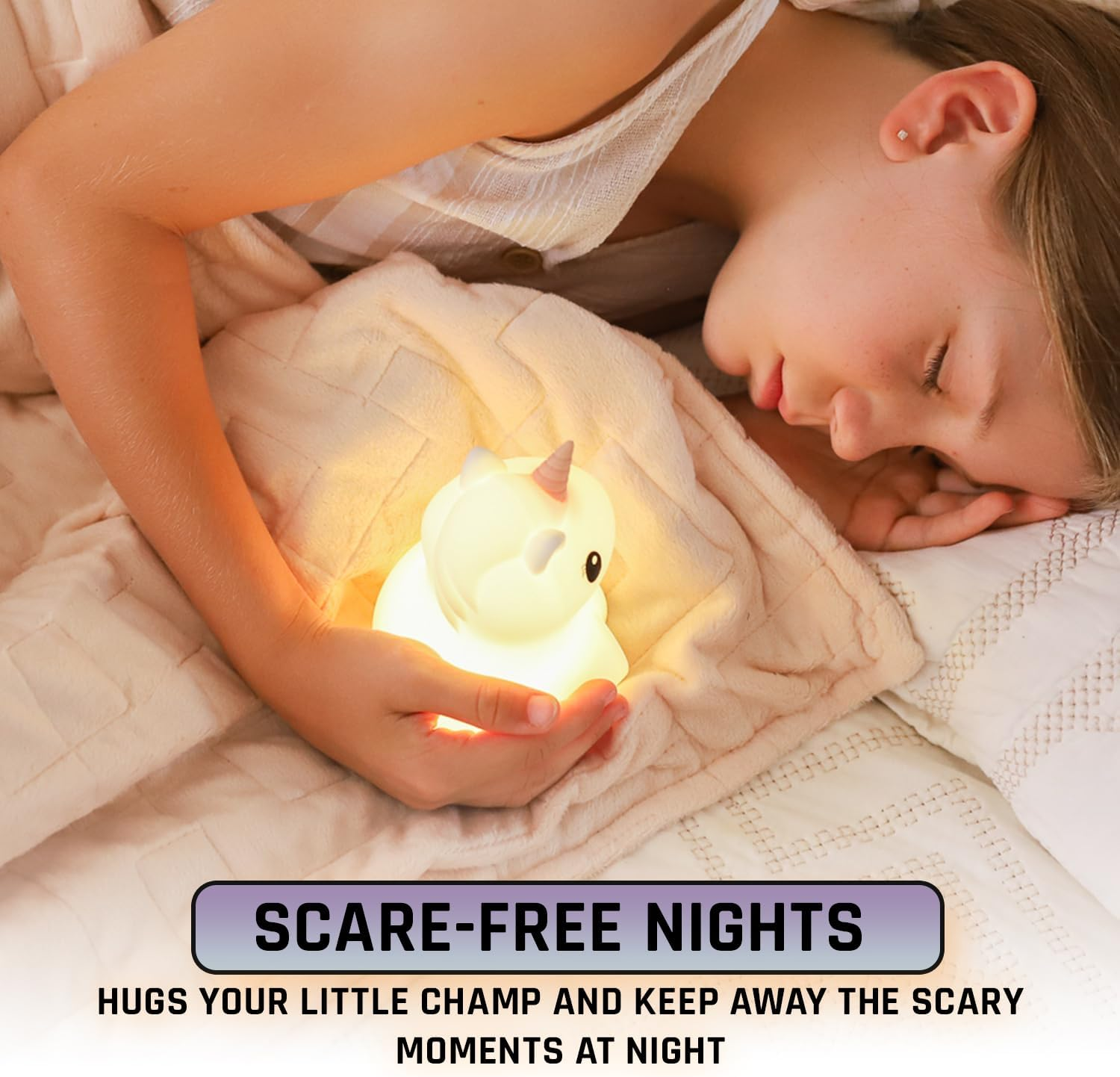 DUSKI Silicone Night Light with Bluetooth Speaker, 7 Color Changing Dream Guardian Kids Night Lights for Bedroom, Remote Controlled Rechargeable and Portable Lamp (Unicorn) image number 6