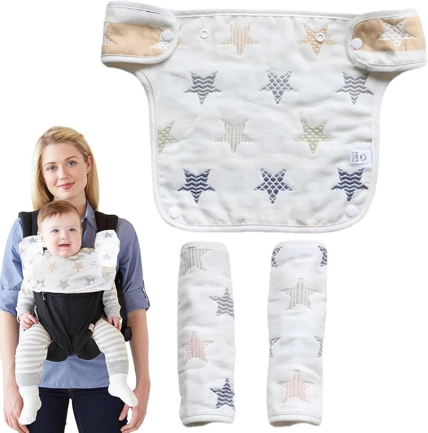 Baby Feeding Bib | Cotton Baby Bibs Cute Infants Feeding Bib - Pure Cotton Adjustable Soft Baby Drool Bibs for Eating and Drooling, Baby Eating Supplies Jmedic image number 1