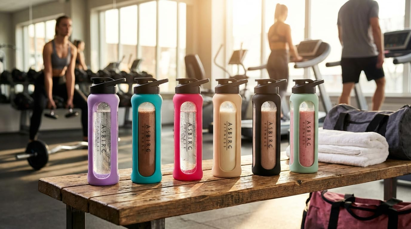 Asbirg Glass Protein Shaker 700 Ml - Bpa-Free, Leak-Proof & Robust - Protein Shaker with Borosilicate Glass Mixball - Drinking Bottle for Fitness & Sports | Aqua Blue image number 4