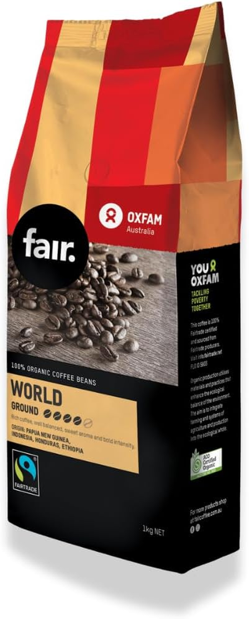 Oxfam Fair Fairtrade Organic World Blend Ground Coffee 1Kg image number 2