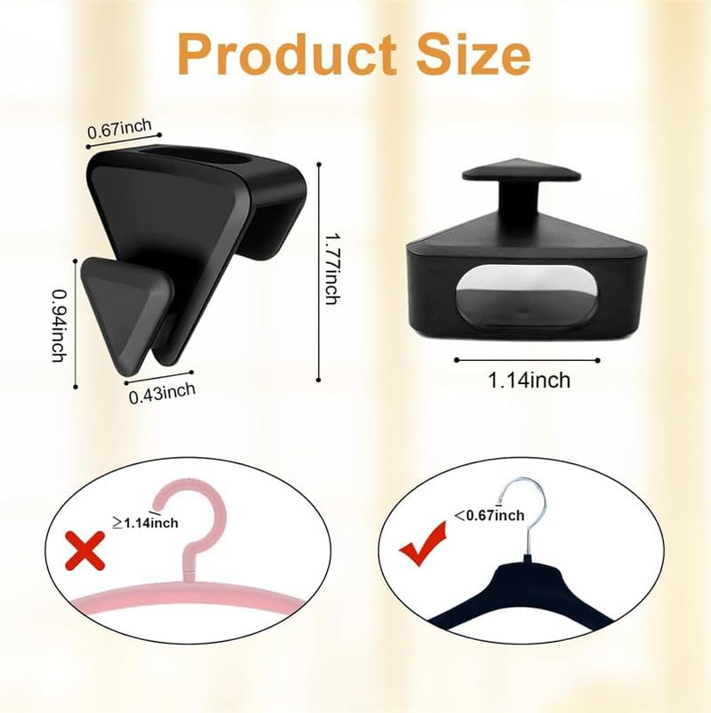 LYSAIMG 36 Pcs Clothes Hanger Connector Hooks,Space Saving Triangles Clothes Hanger Connector Hooks,Hanger Extender Clips,Heavy Duty Cascade Hangers,For Closet Organization(Black) image number 4