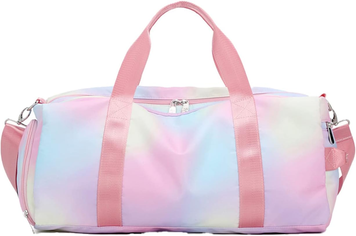 Sports Gym Bag Dance Bag Carry on Weekender Bag for Girls Teen Women, Waterproof Travel Duffle Bag with Wet Pocket and Shoe Compartment, Tiedyepink, Bag Only image number 5