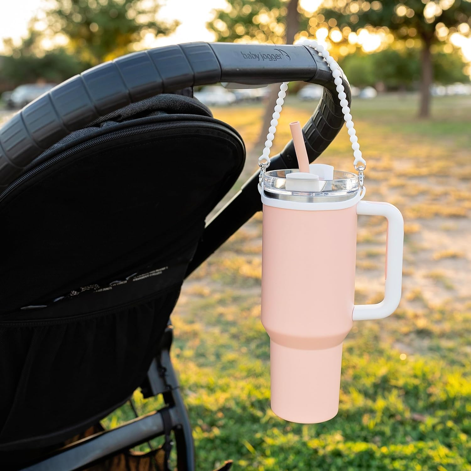 Water Bottle Handle - Water Bottle Sling, Carrier, Holder with Strap - Soft Durable Silicone - Fits Most 8-40Oz Bottles - Compatible Stanley Cup Accessories