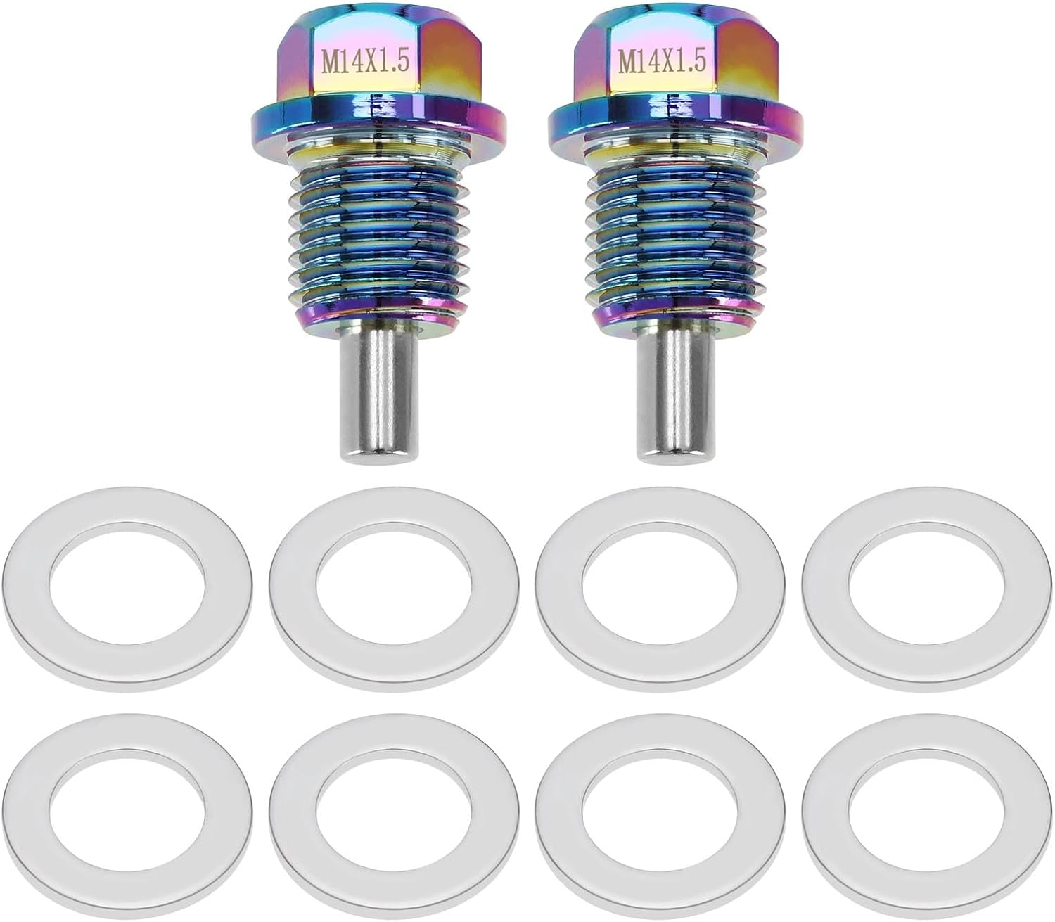 Ecsing 2PCS M14 X 1.5 Oil Drain Plug Multicolored Aluminum Magnetic Oil Drain Plug Sump Drain Nut Bolt with Screw Gasket Compatible with Toyota image number 2