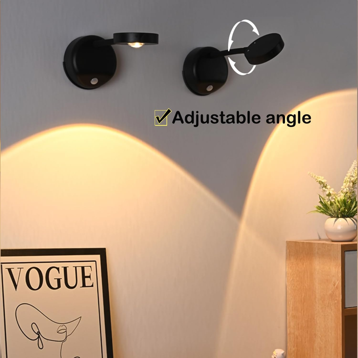 LADWOKFI Wireless Picture Light Motion Sensor Light Indoor Rechargeable 1200Mah 3 Color Wall Sconce Dimmable Wall Spotlights Bedroom Hallway Stairway Toilet Corridor Nightlight 1PCS image number 1