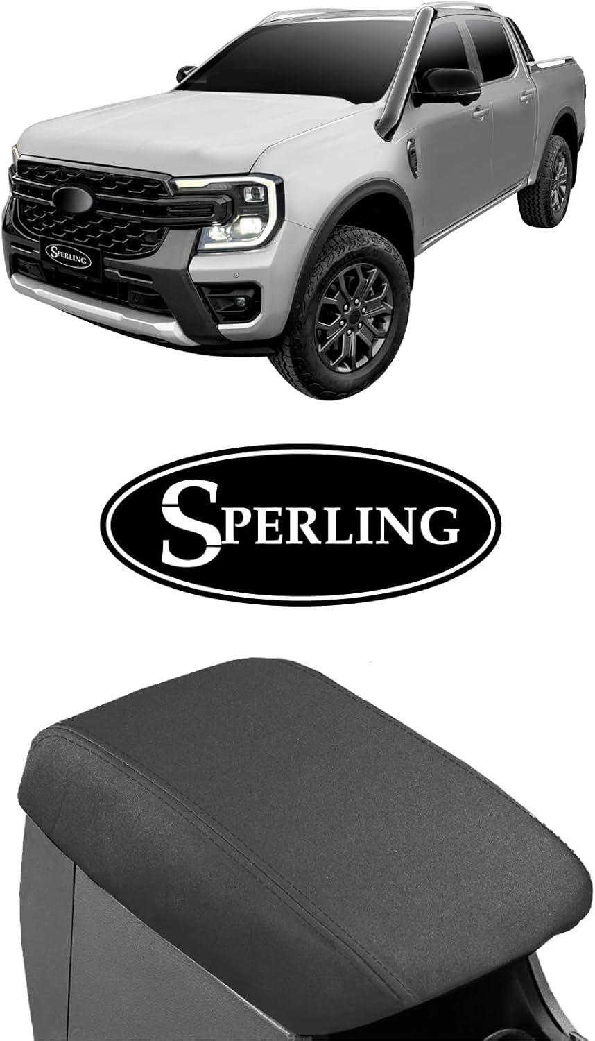 For Ford Ranger PX 2011-2022 Sperling Custom Charcoal Canvas Charcoal Car Console Cover image number 2