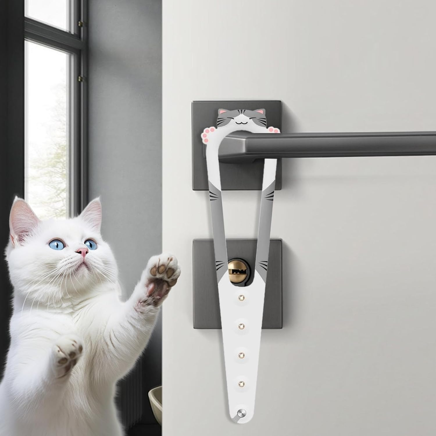Cat Door Prop,Keep Door Cracked Open for Cat | Portable Pet Supplies Gate Locks for Bedroom Kitchen Living Room and Study Room image number 4