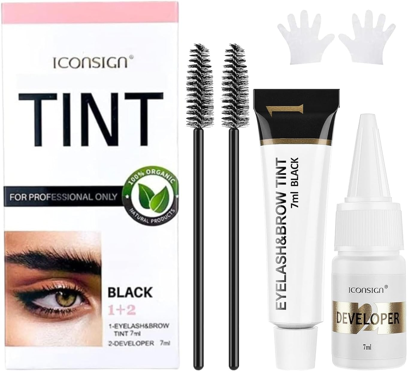 Instant Lash & Brow Set, Natural Bushy Eyebrow Makeup Kit, Long Lasting Spot Coloring 100% Gray Converge DIY Hair Dying for Salon Home Use - 7Ml (Dark Brown, M)