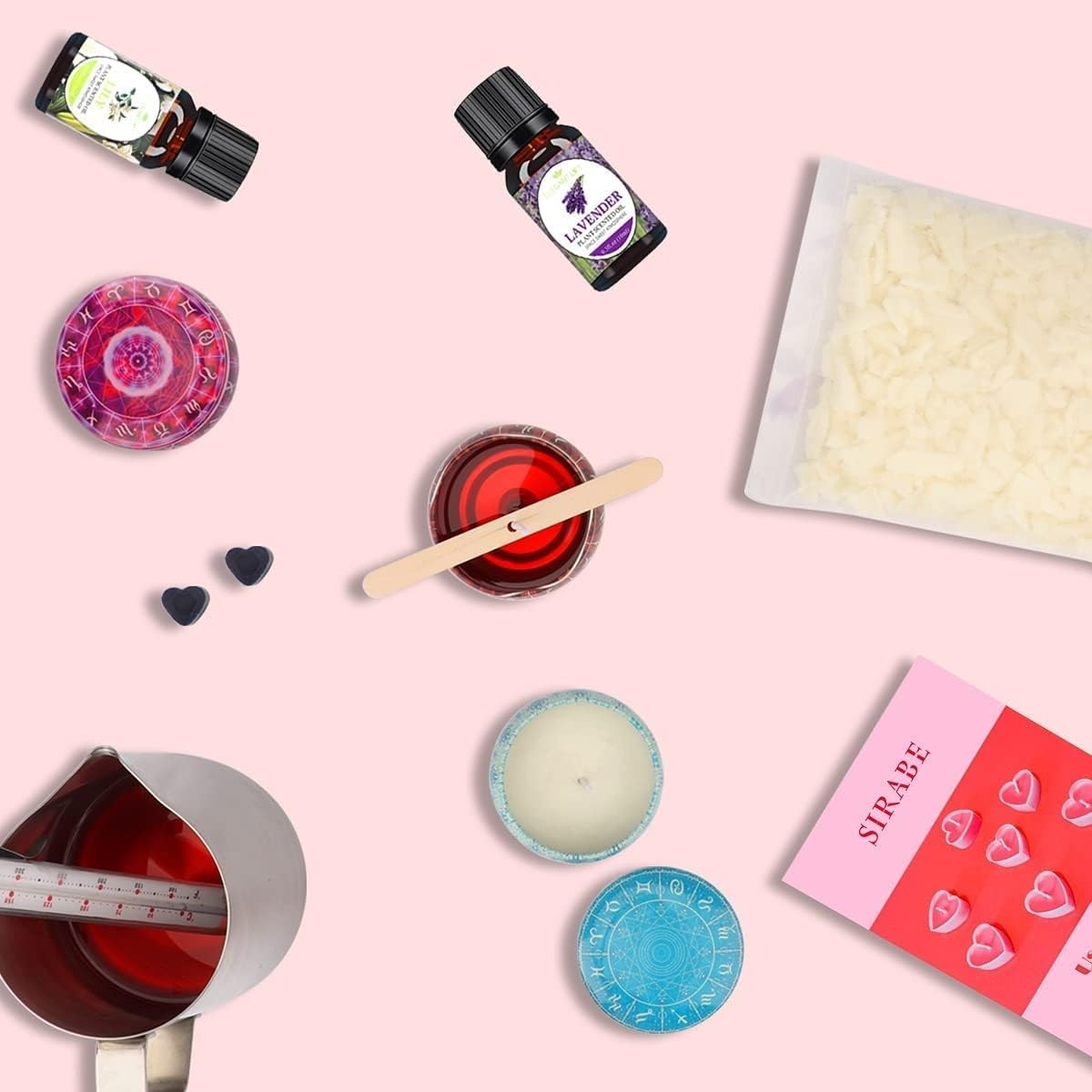 Soy Candle Making Kit - Full Set - Soy Wax, Big 7Oz Jars & Tins, Color Dyes & More - Perfect as Home Decorations - DIY Starter Scented Candles Making Kit T0-904