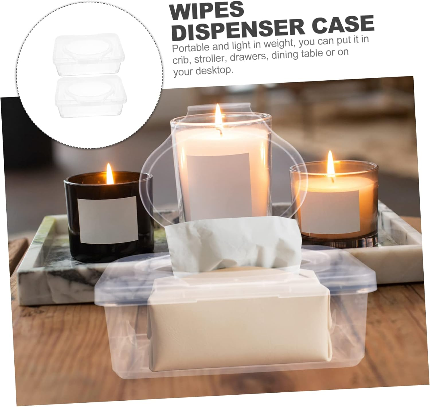 STOBAZA 2Pcs Cleansing Tissue Box Wipes Dispenser Portable Wipes Case for Travel Holder Cover image number 4