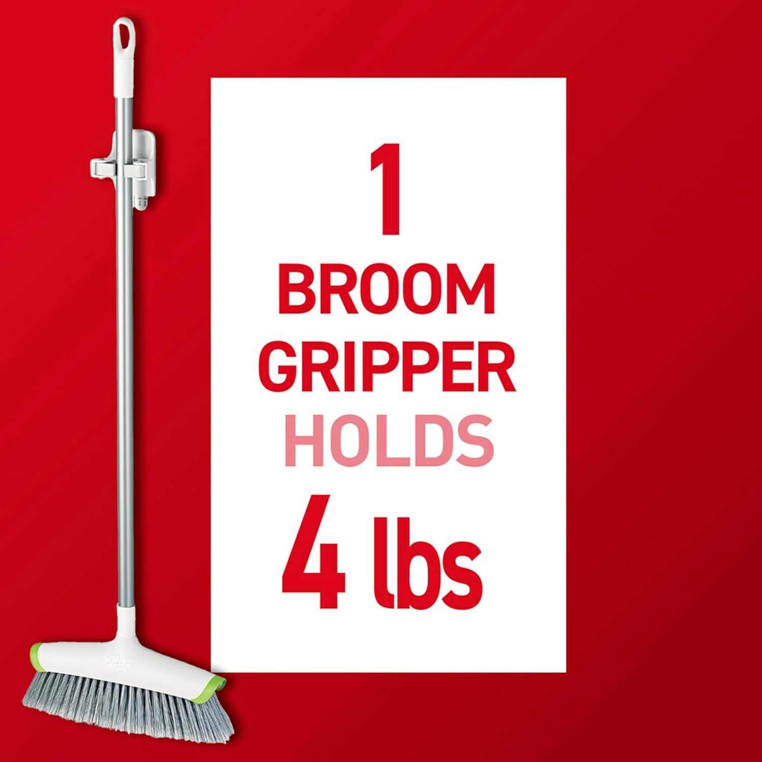 Command Broom and Mop Gripper, Damage Free Hanging Wall Mount Broom and Mop Holder, No Tools Holiday Cleaning Organizer, 3 Hangers and 6 Command Strips
