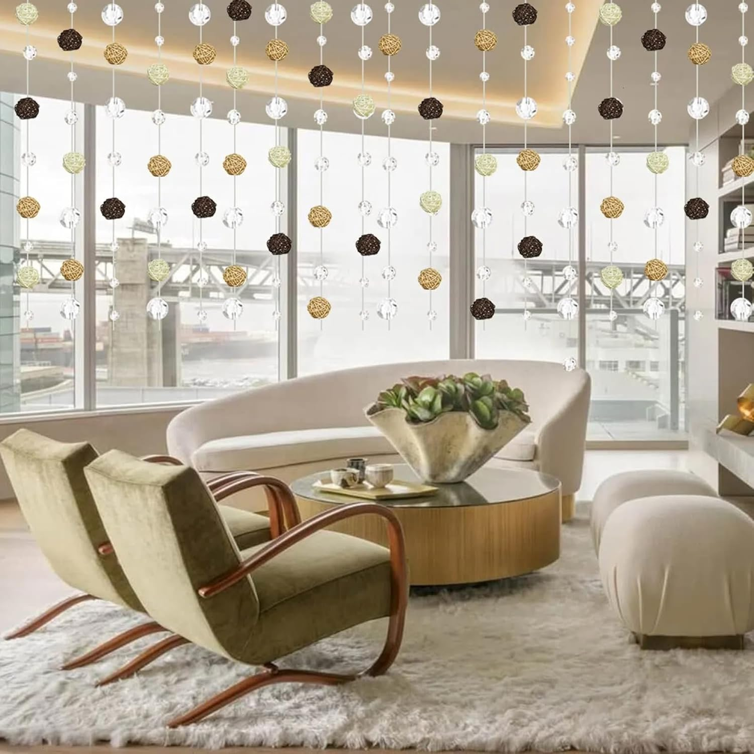 [15 Pcs Natural Wicker Rattan Balls] Bowl & Vase Fillers | Decorative Orbs for Wedding, Home, Farmhouse Centerpieces | Handmade Splinter-Free Bird Chew Toys (White/Beige/Coffee) image number 3