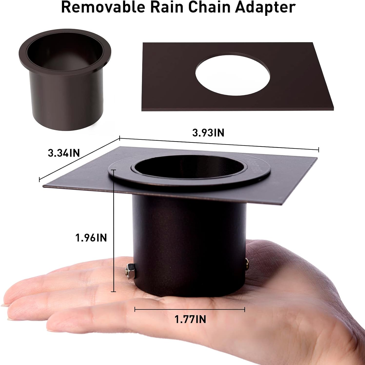 Rain Chain Set 8.5 Ft,Not Rust Wrought Iron Rain Chains for Gutters with Adapter Gotta Drain and Anchoring Stake, 14 Cups, 1 Hook, Adjustable Length for Garden Decorative (Coffee) image number 3