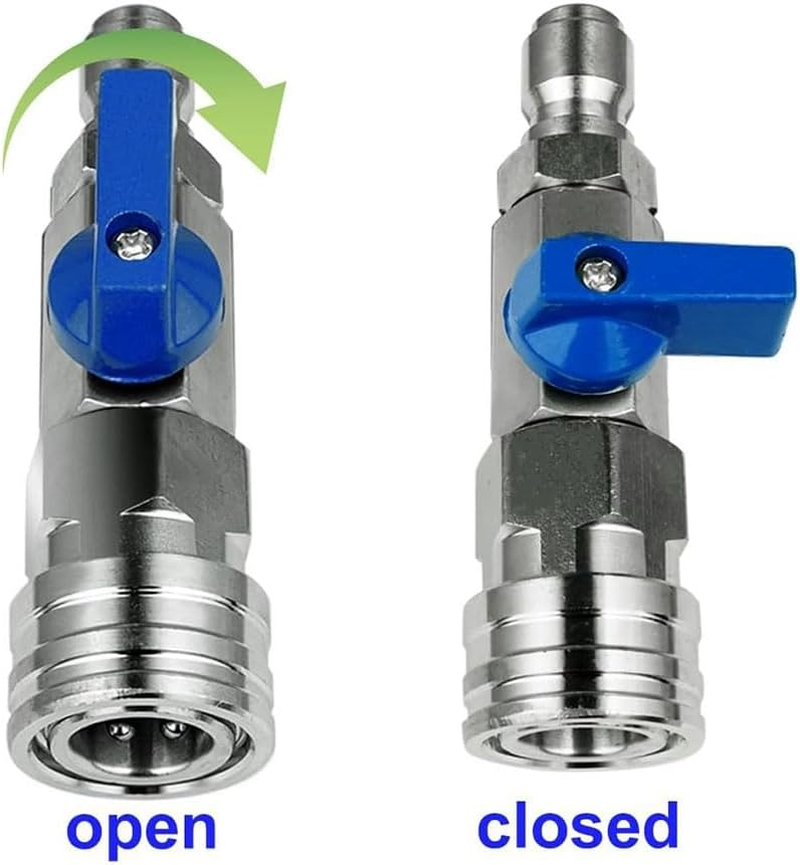 Elqater 1 PCS High Pressure Washer Ball Valve Kit 3/8 NPT Quick Connector 4500 PSI Silver&Blue Metal Ball Valve for Power Washer Hose image number 5