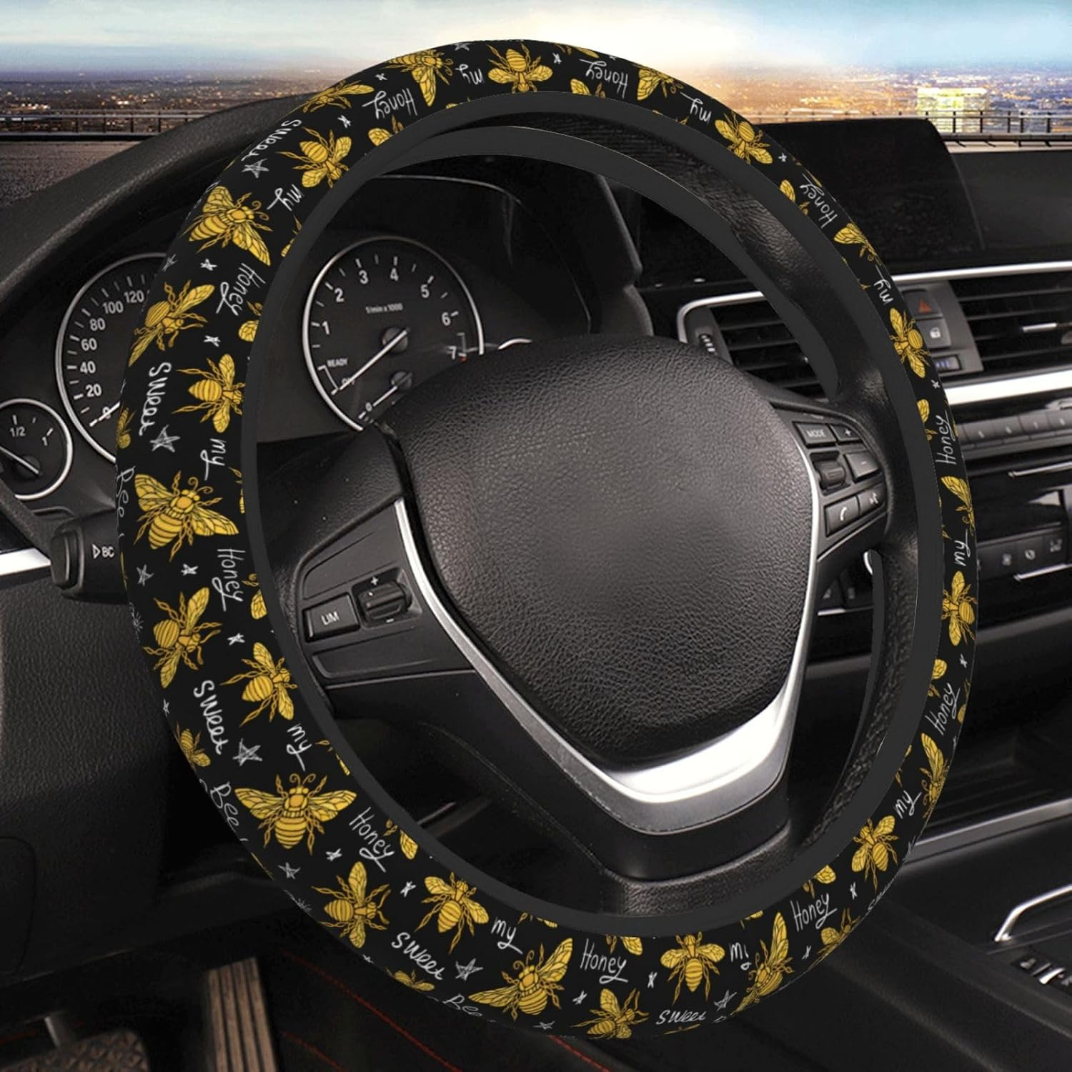 Duck Cartoon Cute Yellow Steering Wheel Cover for Women Men Girls Car Accessories Decor Anti-Slip Neoprene Auto Steering Wheel Covers Protector Universal 15 Inch