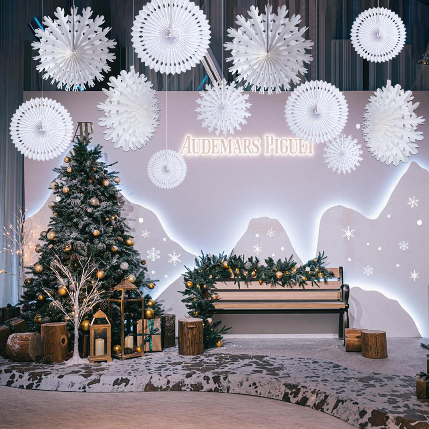 11 Pieces Christmas White Decoration, Paper Snowflakes Hanging Decoration, Suitable for Winter Indoor Window Decoration, Winter Wonderland Decorations - Christmas Decorations Indoor image number 1