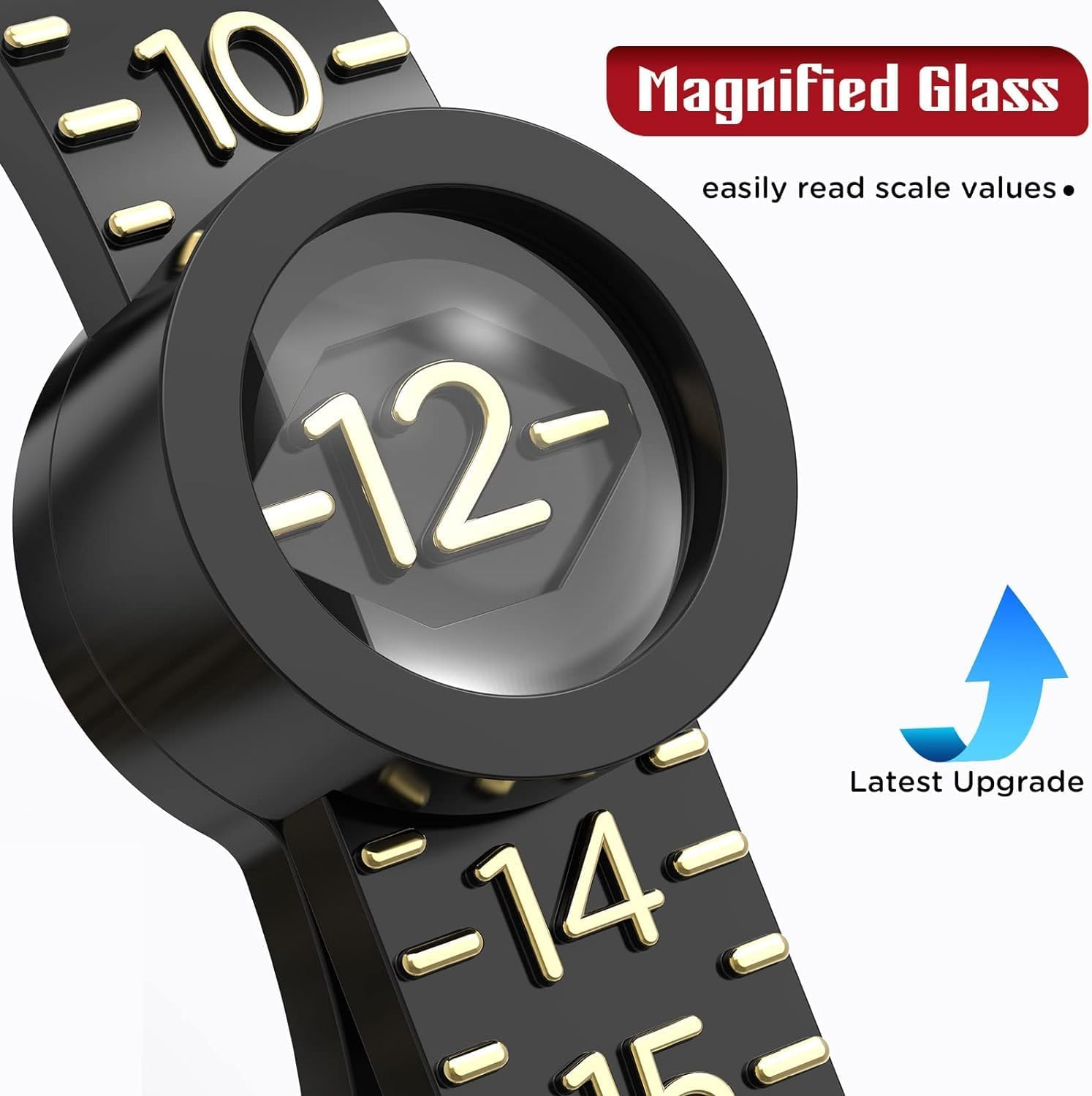 Ring Sizer 1-17 Measuring Tool with Magnified Glass, Reusable Finger Size Gauge Jewelry Sizing Tool USA Rings Size - Black image number 1