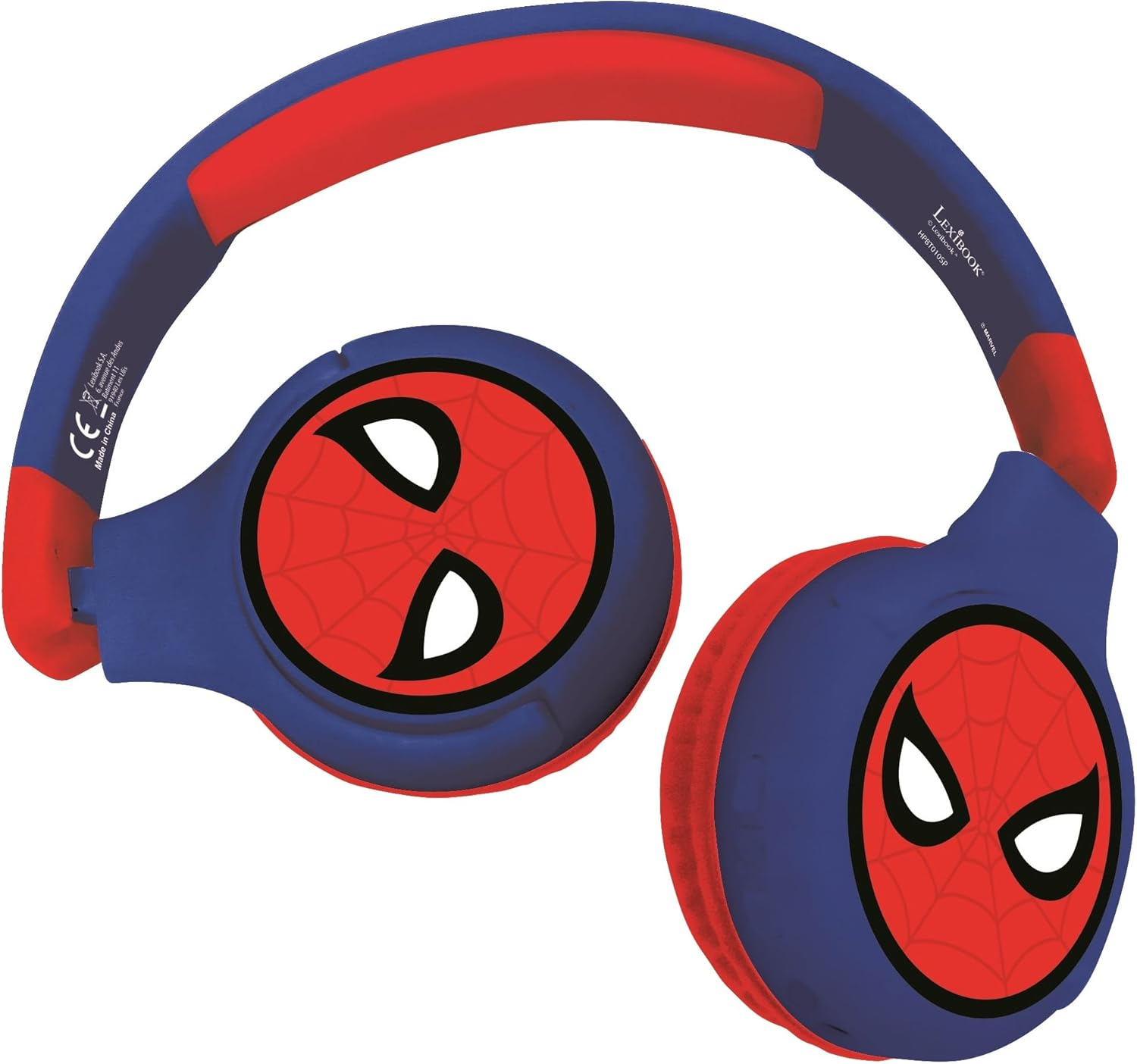 LEXIBOOK, Spiderman, 2-In-1 Bluetooth Headphones Stereo Wireless Wired, Kids Safe for Boys Girls, Foldable, Adjustable, Red/Blue, HPBT010SPLXB image number 2